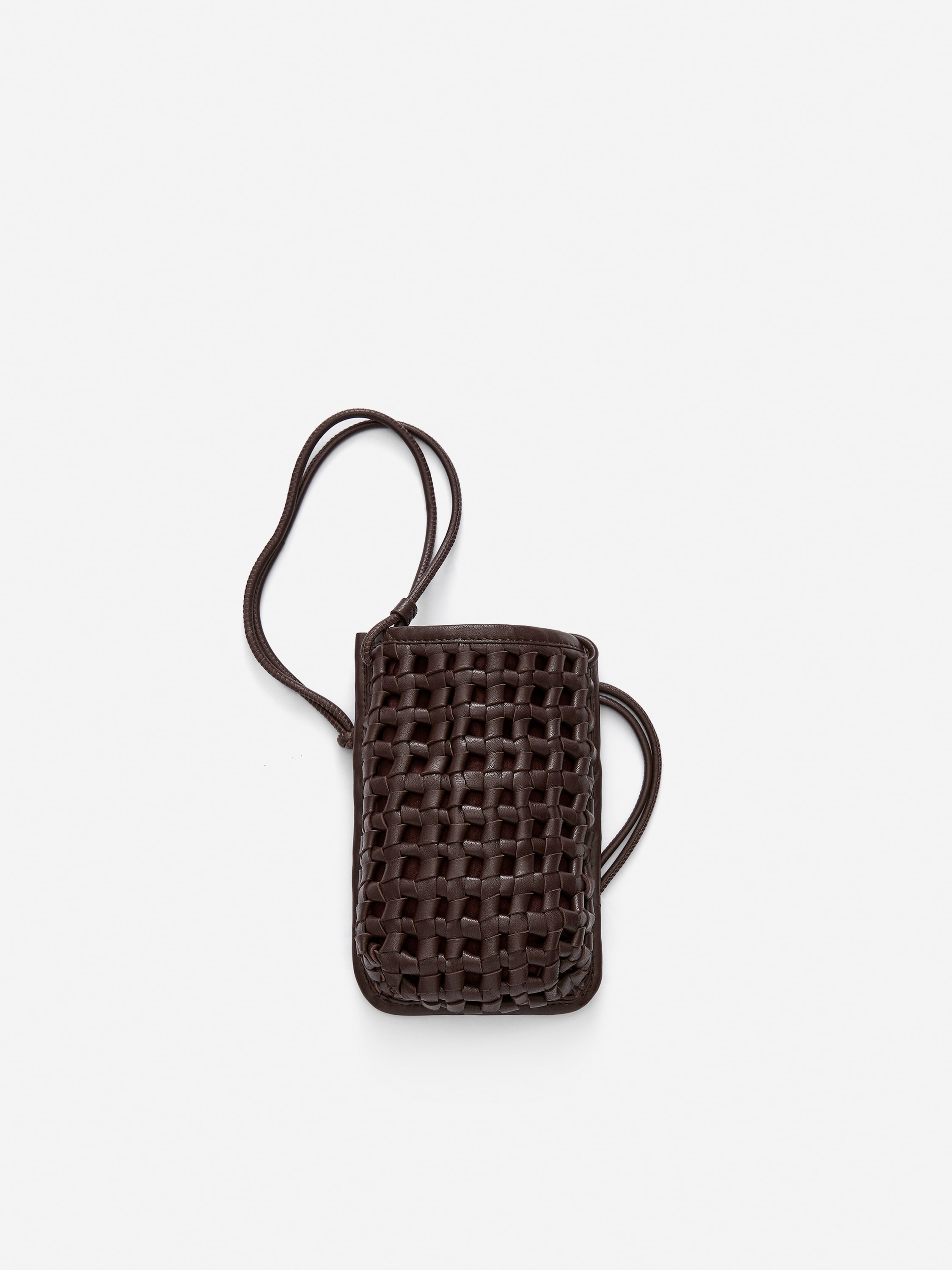 Custodia porta cellulare in pelle - Marrone scuro/Arancione