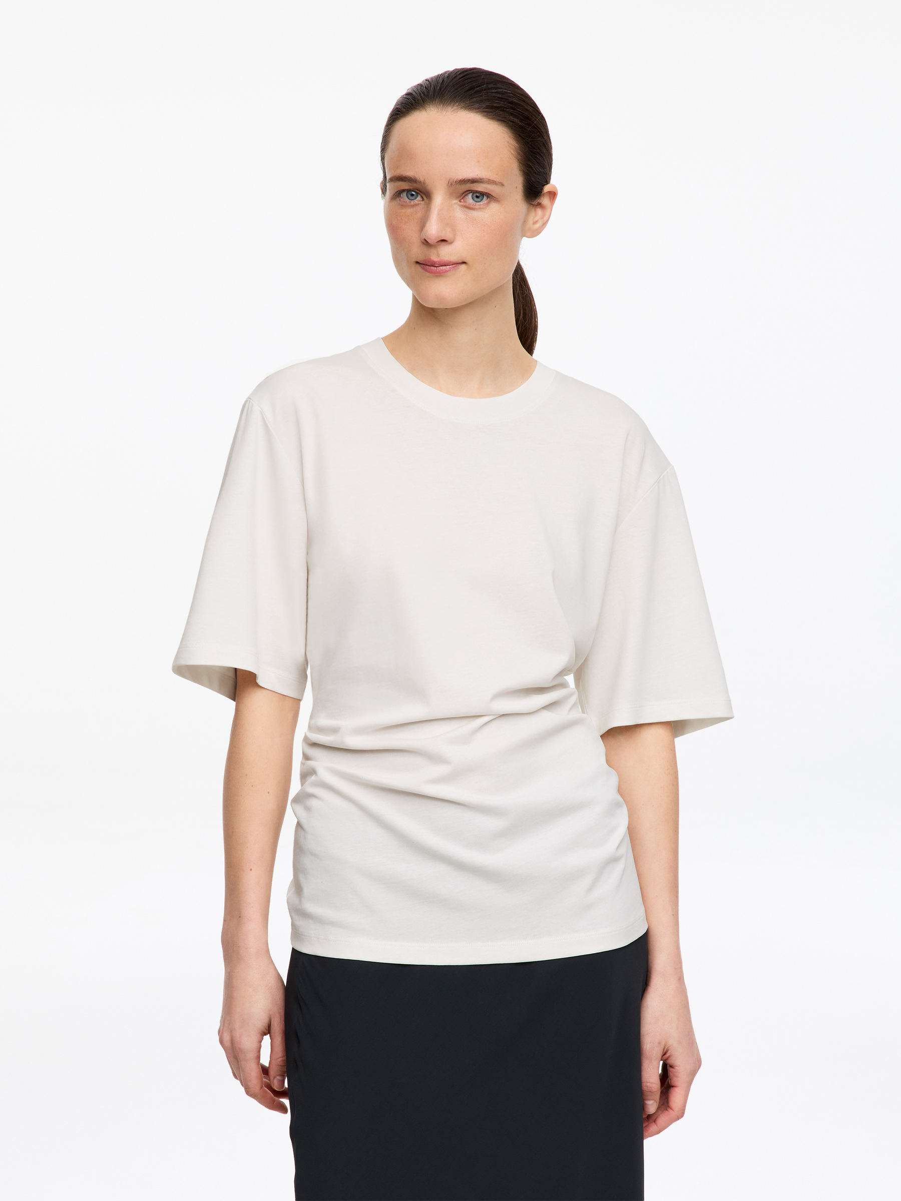 Draped T-Shirt-#F4F3E9-18119