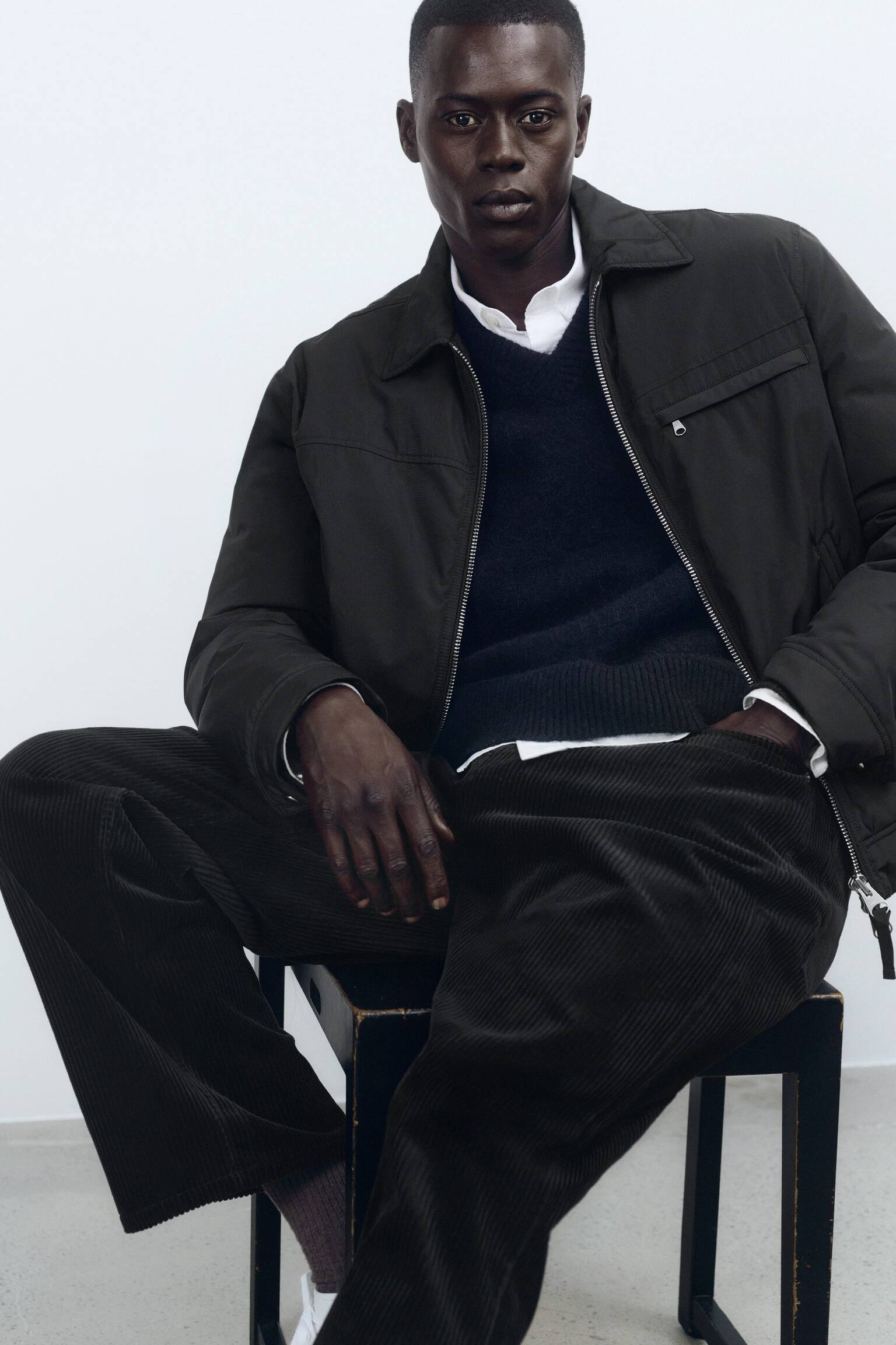 Veste carrée en nylon - Noir - 4