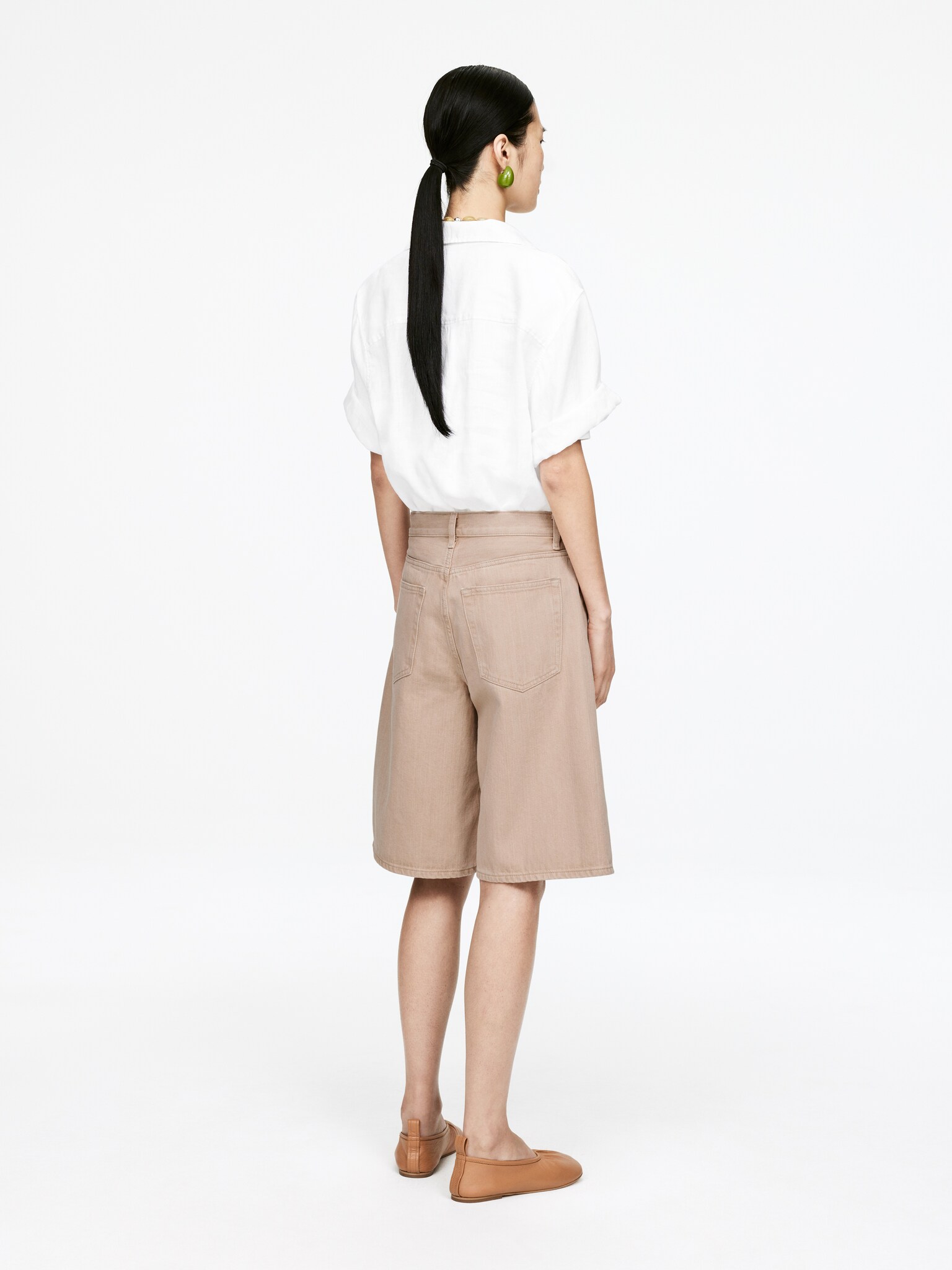 Short long en jean - Beige/Blanc/Bleu foncé - 4
