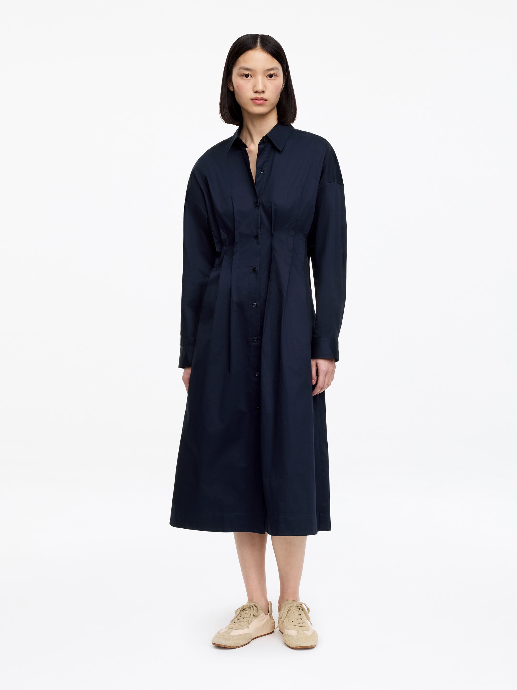 Pleated Shirt Dress-#0A041F-16051