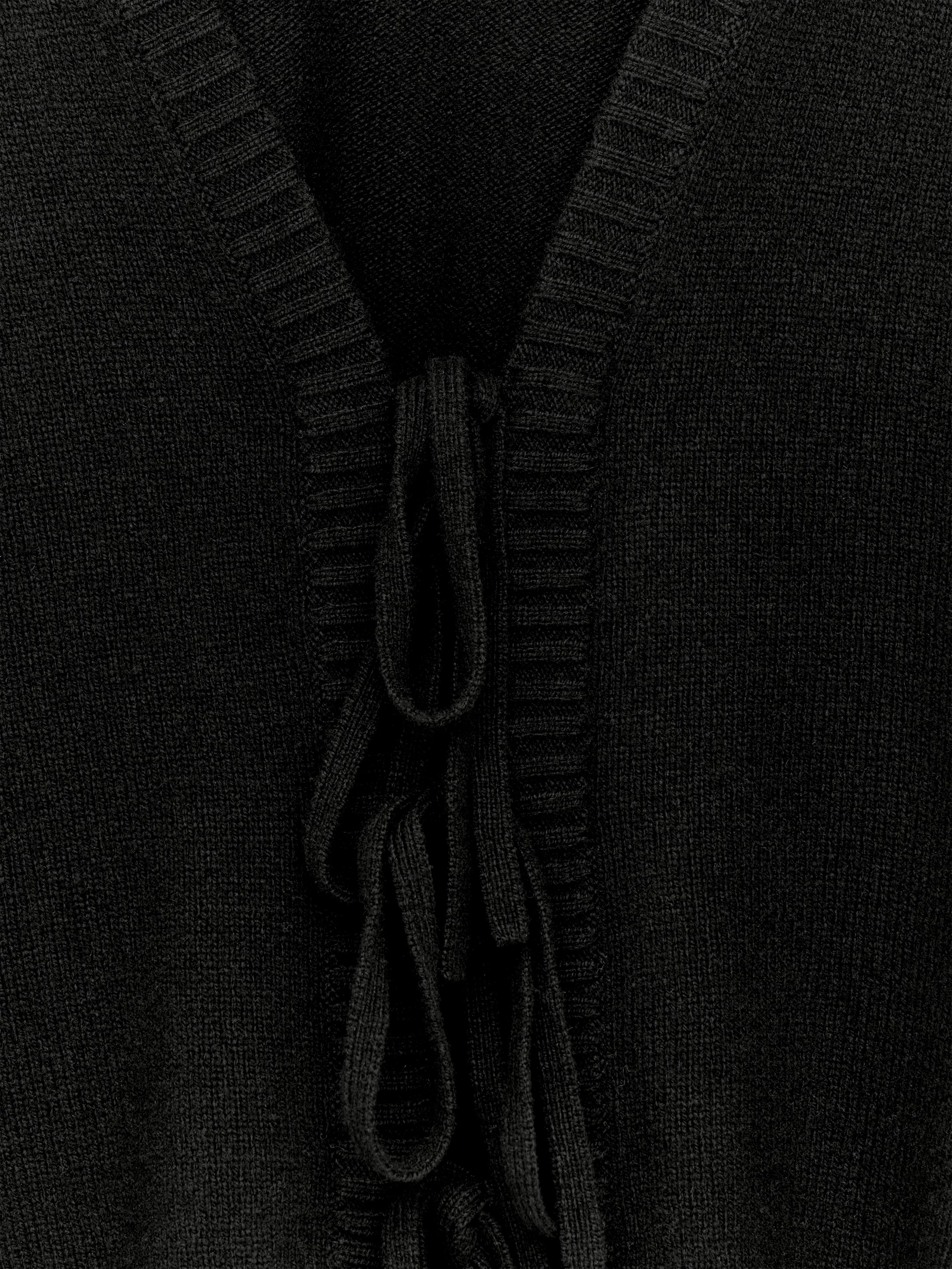 Wool Tie-Front Cardigan - Black - Regular fit - Women - StillMedia/DescriptiveDetail - 2