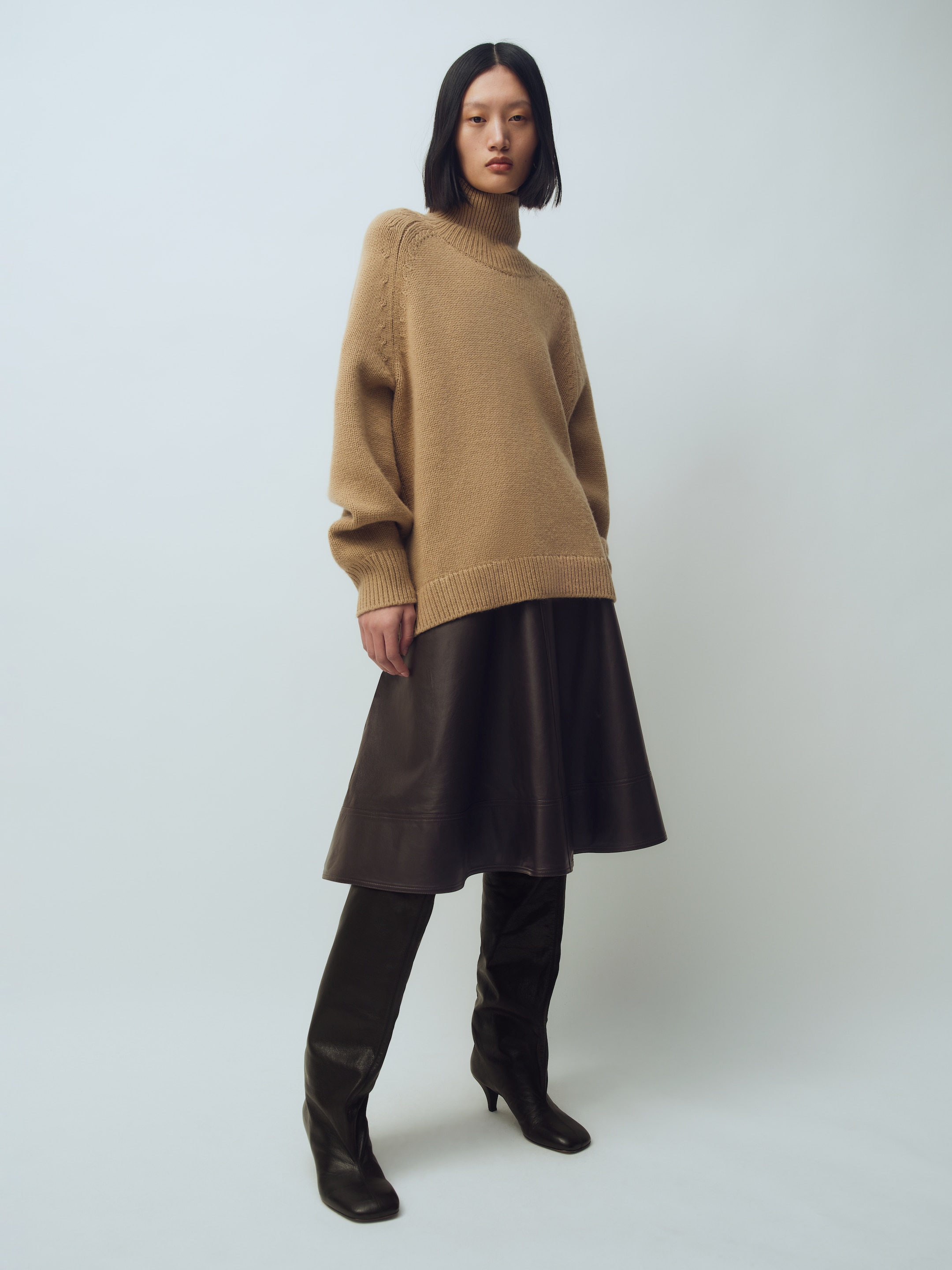 A-Line Leather Skirt - Dark Brown - Regular fit - women - StillMedia/Environmental - 1