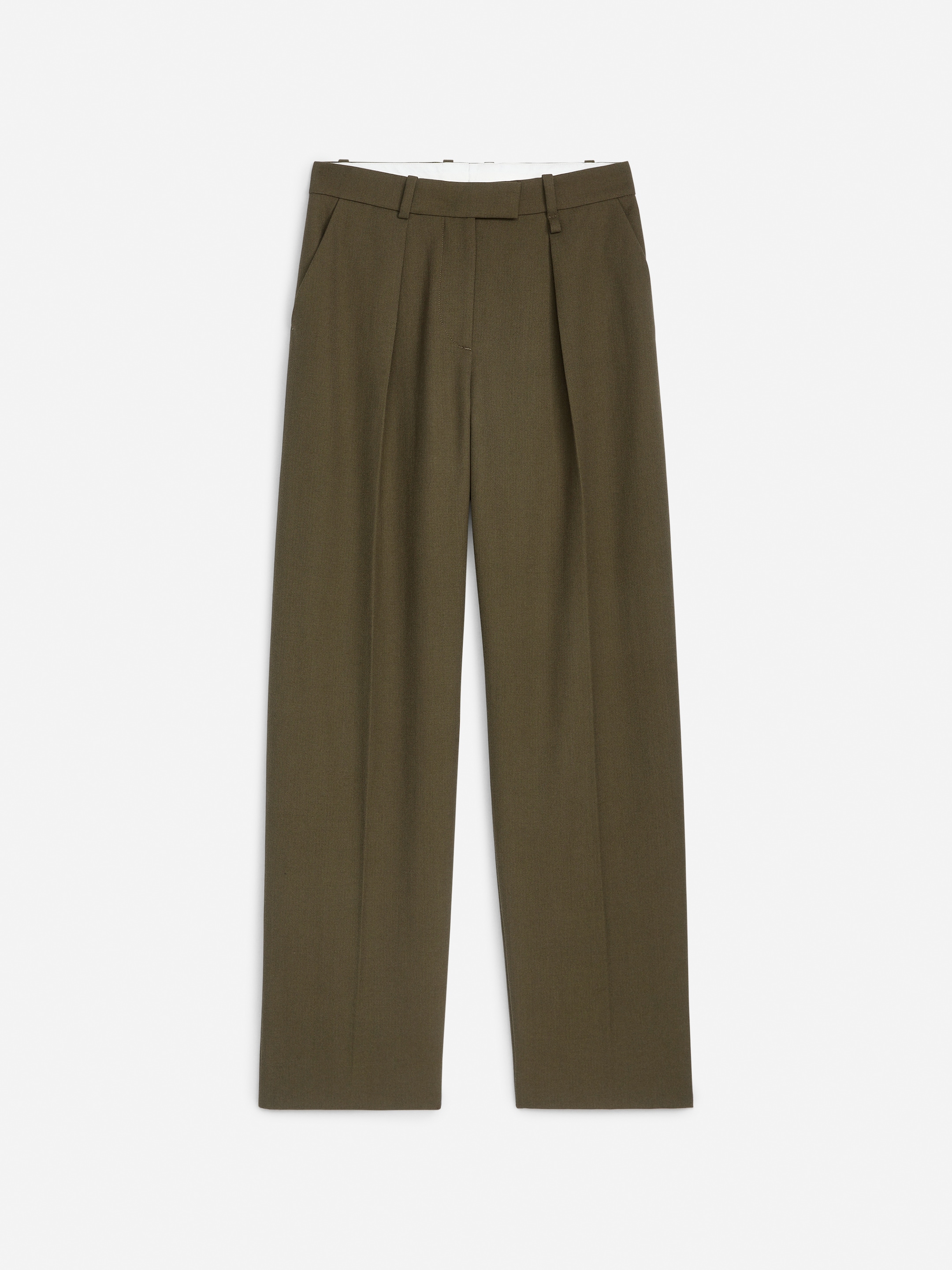 View larger image: Pleated Twill Trousers - Khaki Green - Ladies | H&M GB 1