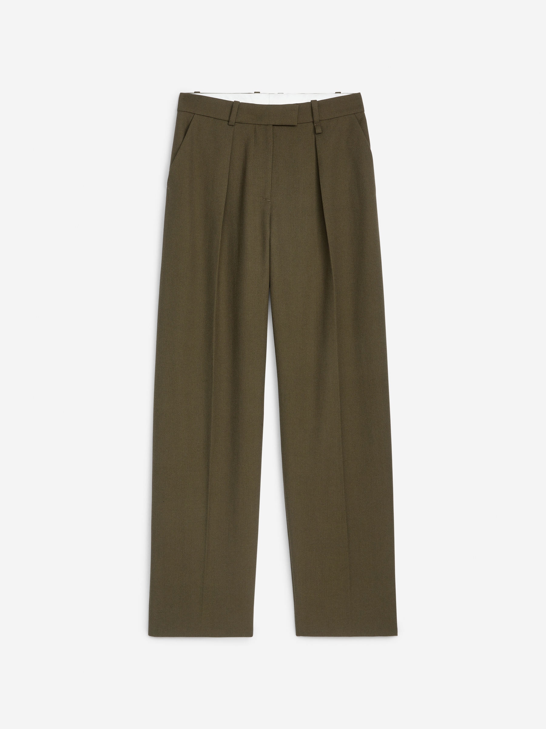 Pantalon plissé en sergé - Vert kaki - Loose fit - Femme - StillMedia/DescriptiveStillLife - 1