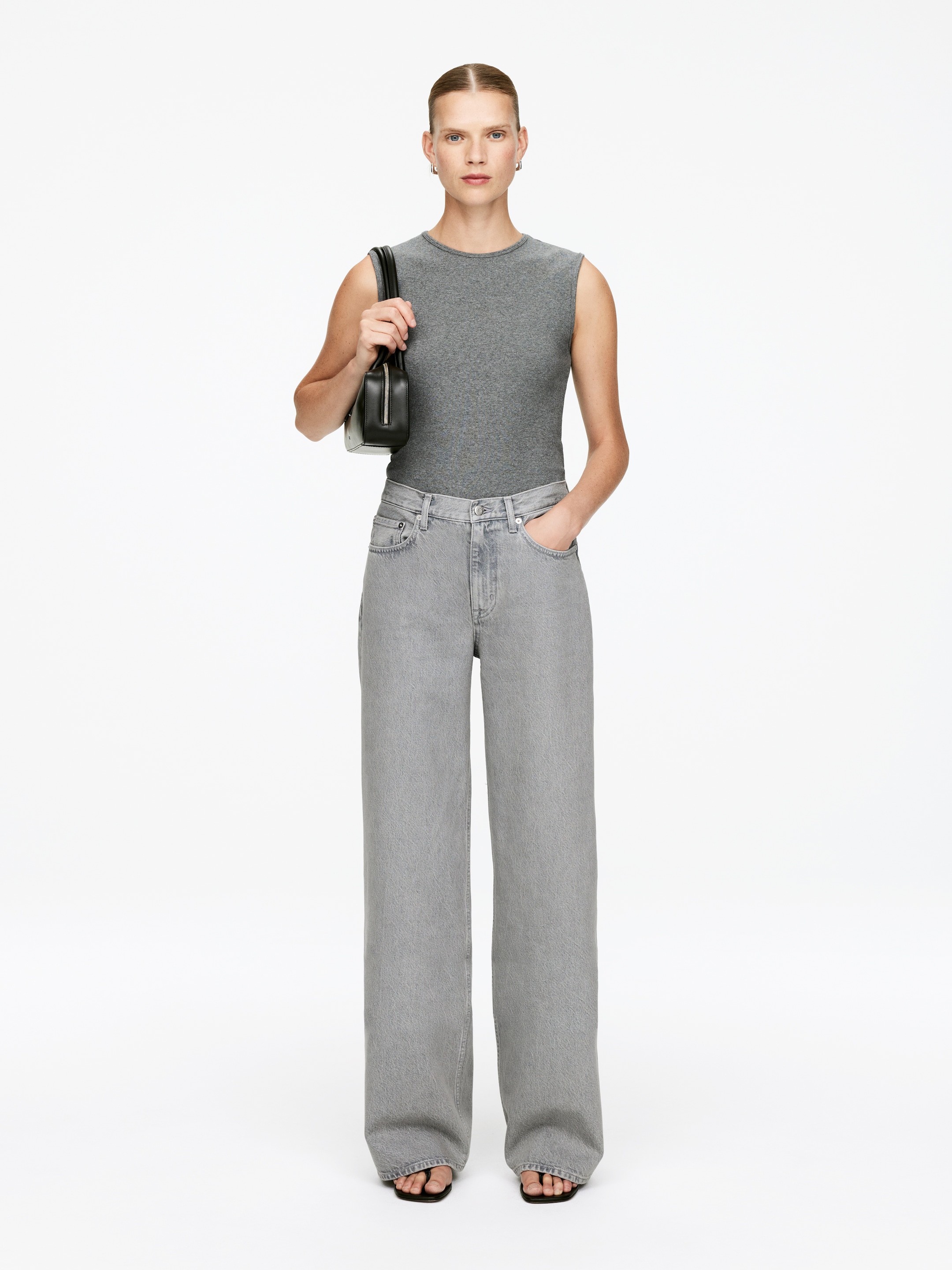 Größeres Bild anzeigen: CLOUD Loose Jeans mit weitem Bein - Grau - Ladies | H&M AT 1