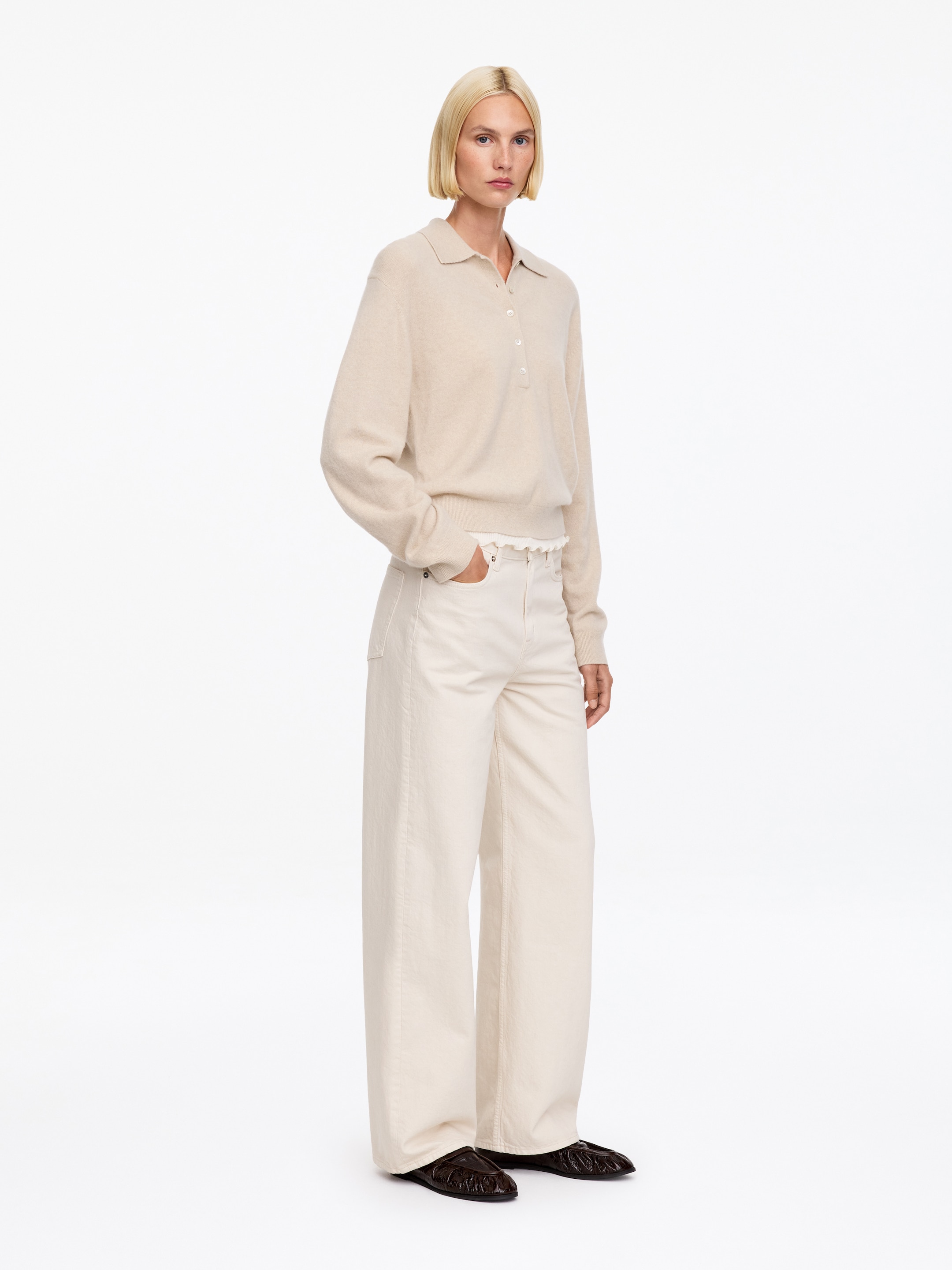 Pull polo en cachemire et laine - Beige - Regular fit - women - StillMedia/Lookbook - 11