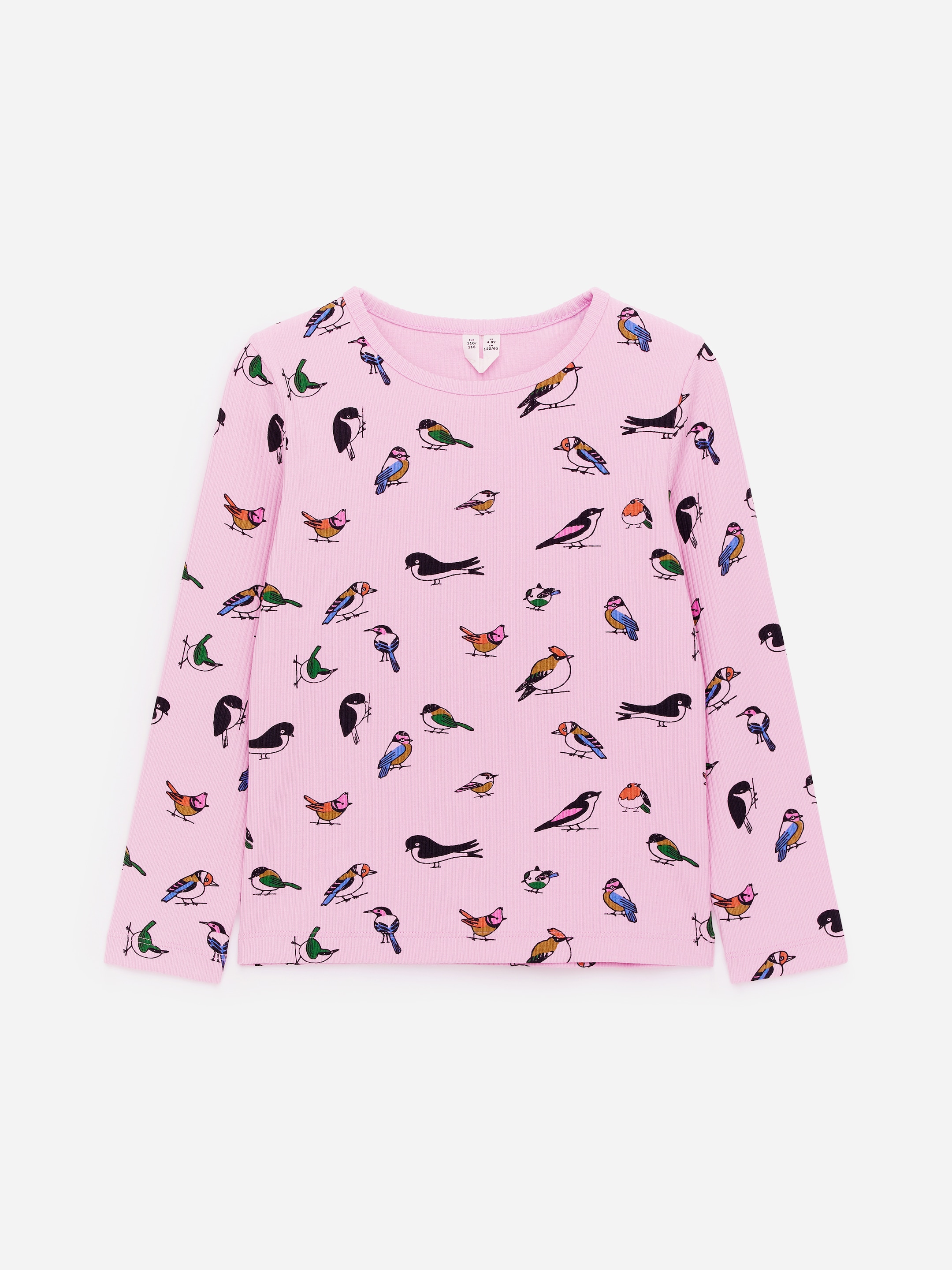 View larger image: Ribbed Top - Pink/Birds - Kids | H&M GB 1
