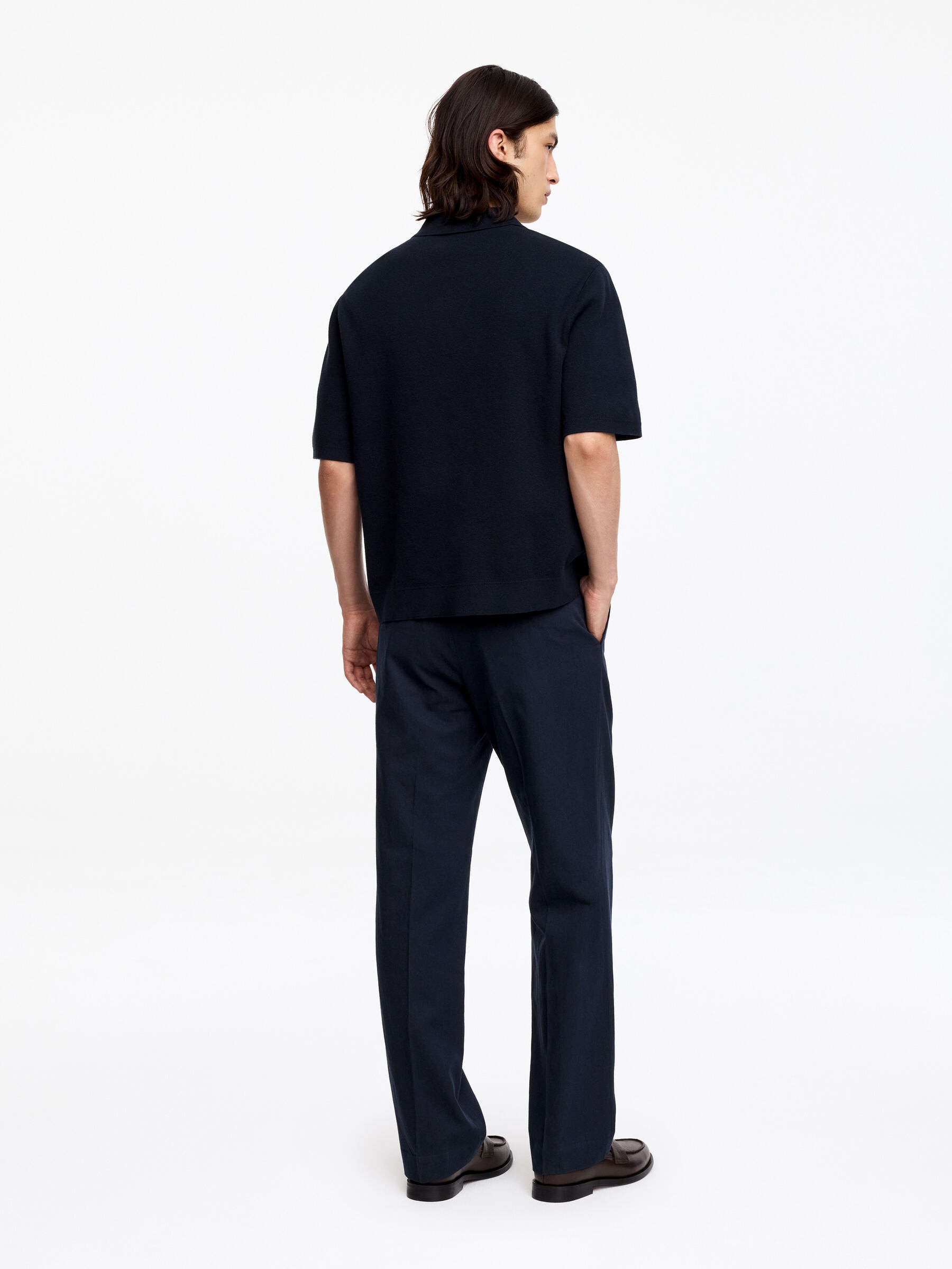 Linen Blend Trousers - Dark Blue - Regular fit - Men - StillMedia/Lookbook - 5
