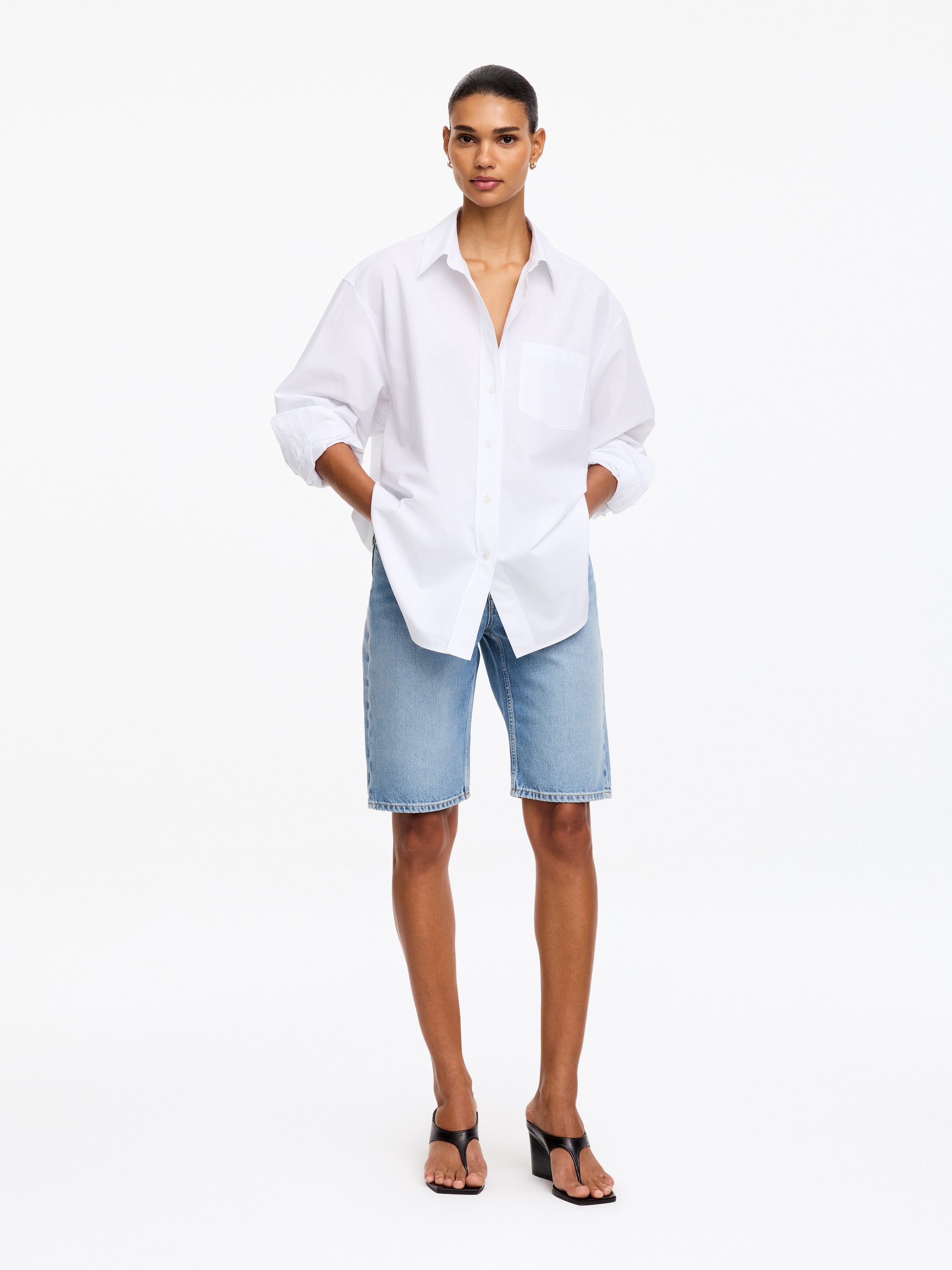 Narrow Denim Shorts - Blue - Slim fit - Women - StillMedia/Lookbook - 5