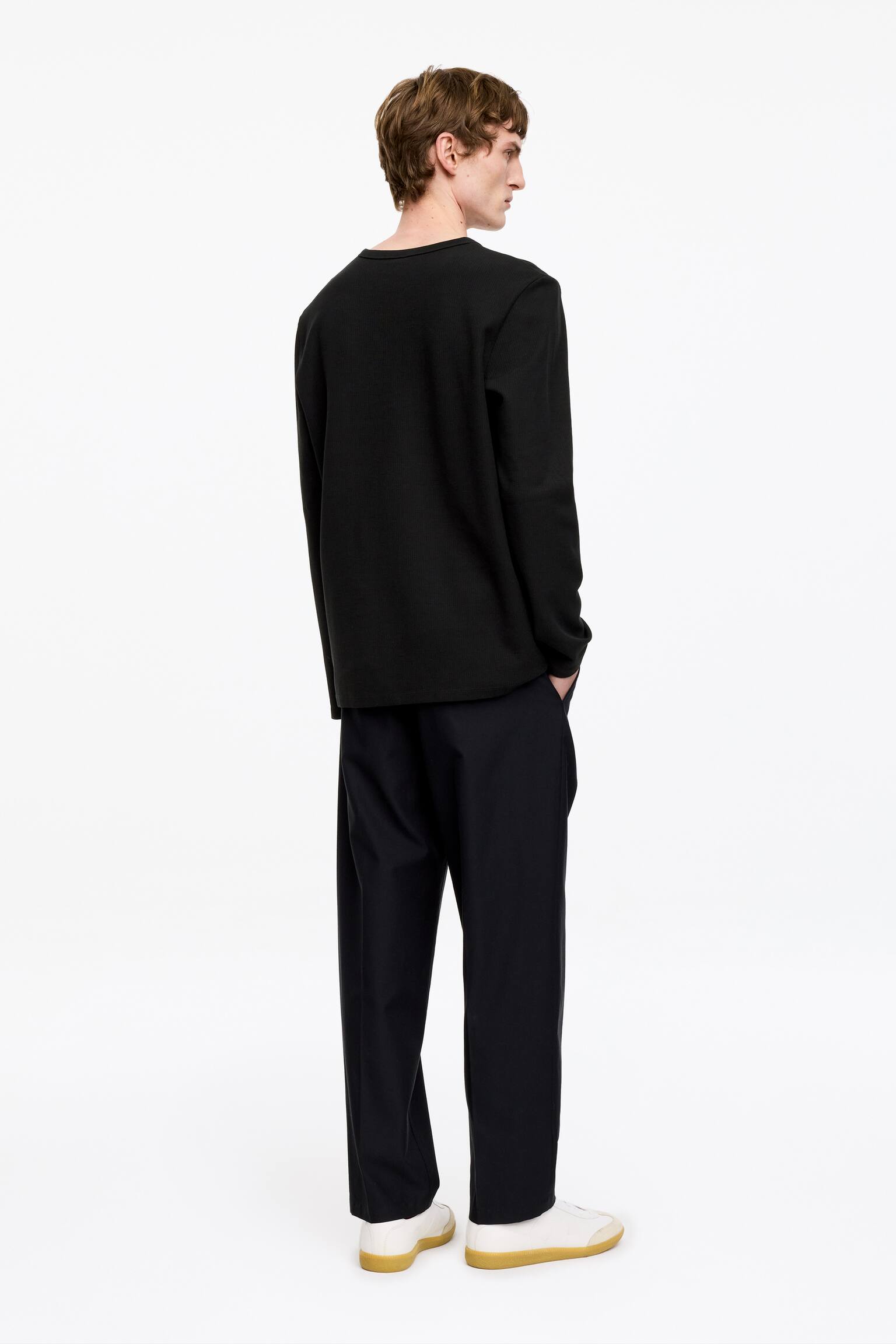 Fitted Henley Shirt - Black/Khaki Green - 4