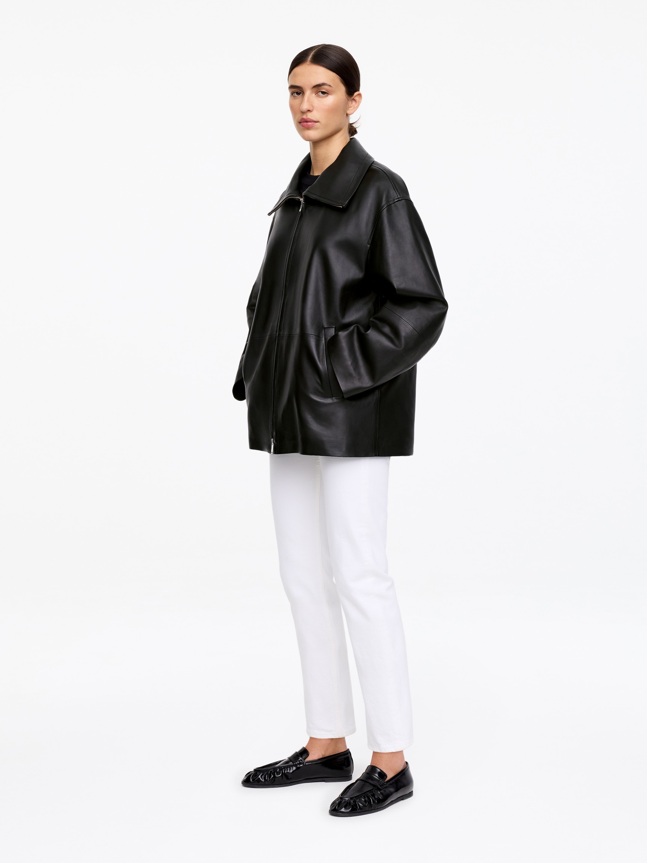 Lederjacke mit Stehkragen - Schwarz - Regular Fit - Damen - StillMedia/Lookbook - 3