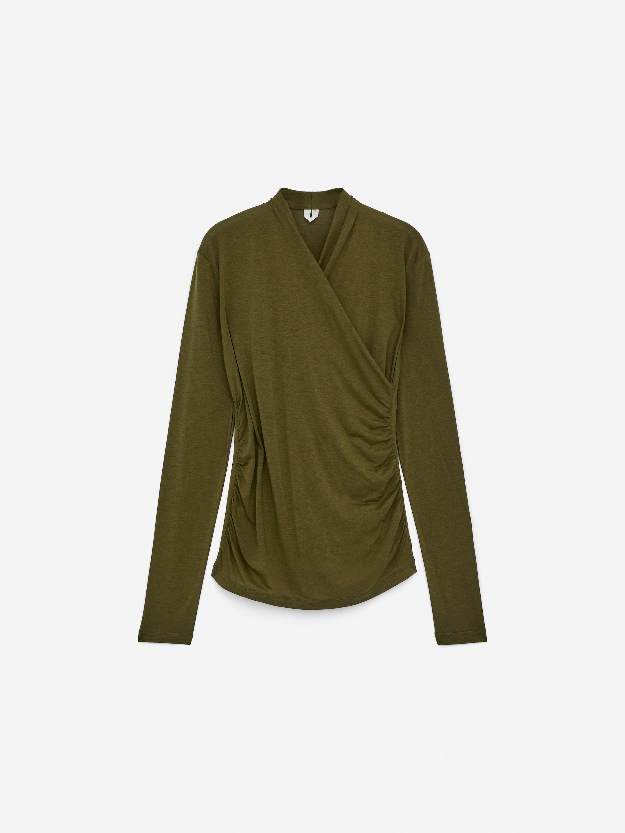 Wrap Lyocell-Cotton Top - Khaki Green - Slim fit - Women - StillMedia/DescriptiveStillLife - 2