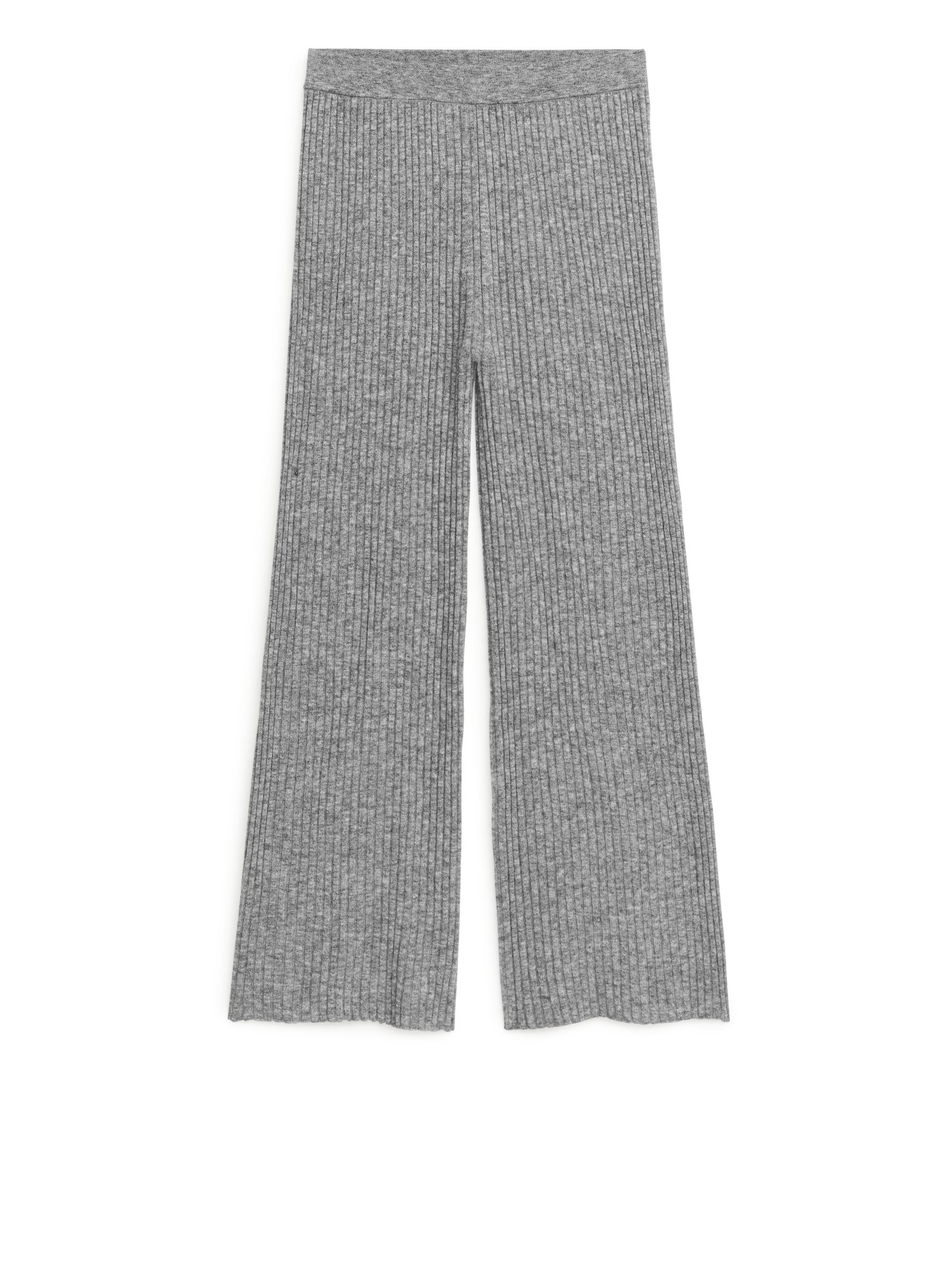Knitted Alpaca Blend Trousers-#8F8C8E-8469