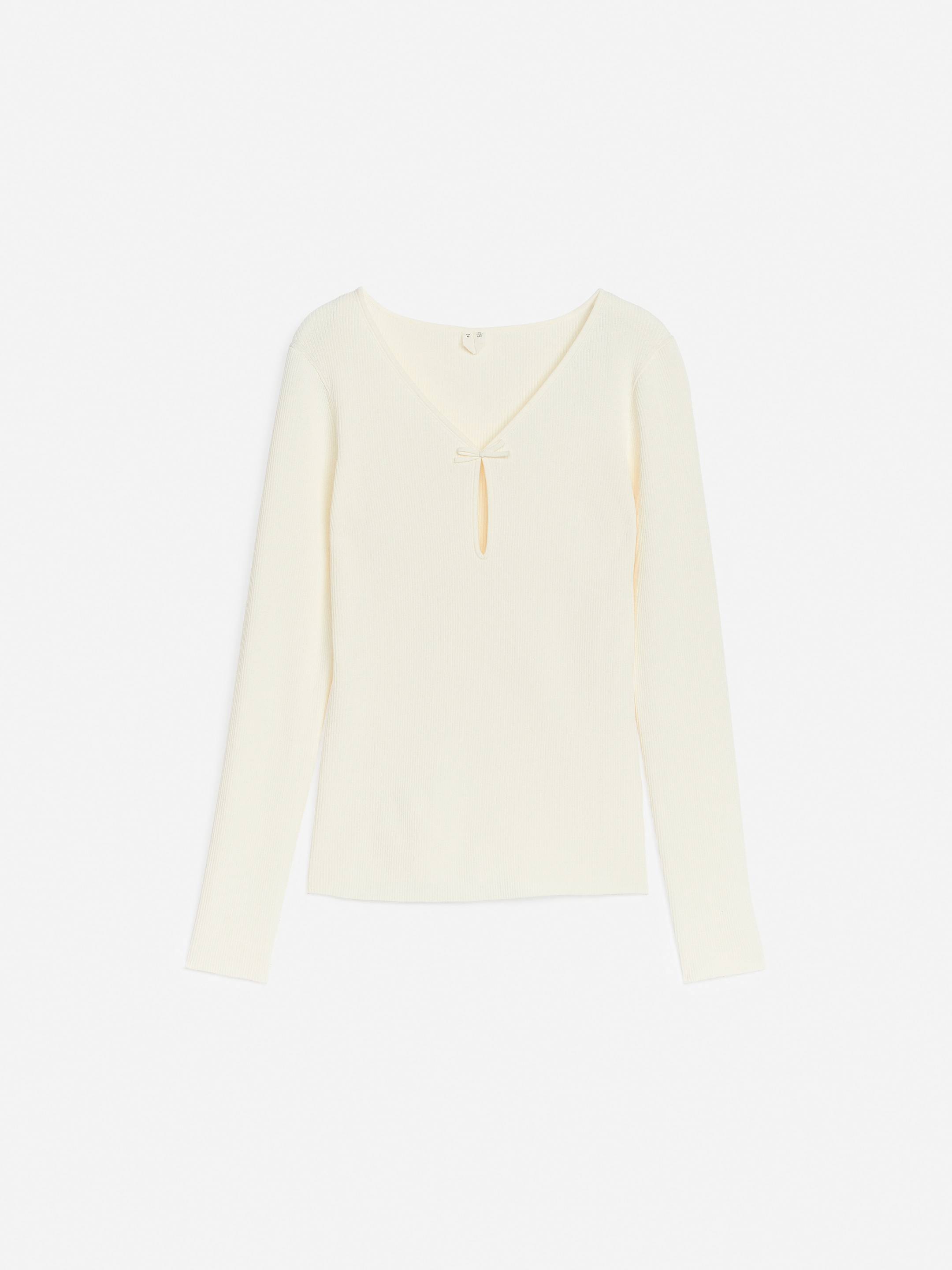 Geripptes Oberteil mit Schleife - Weiß - Slim Fit - Women - StillMedia/DescriptiveStillLife - 2