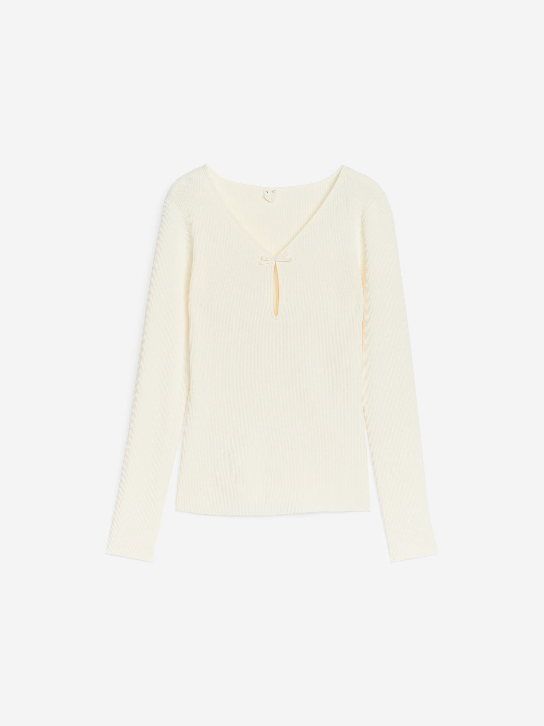 Bow-Detail Rib Top - White - Slim fit - Women - StillMedia/DescriptiveStillLife - 2