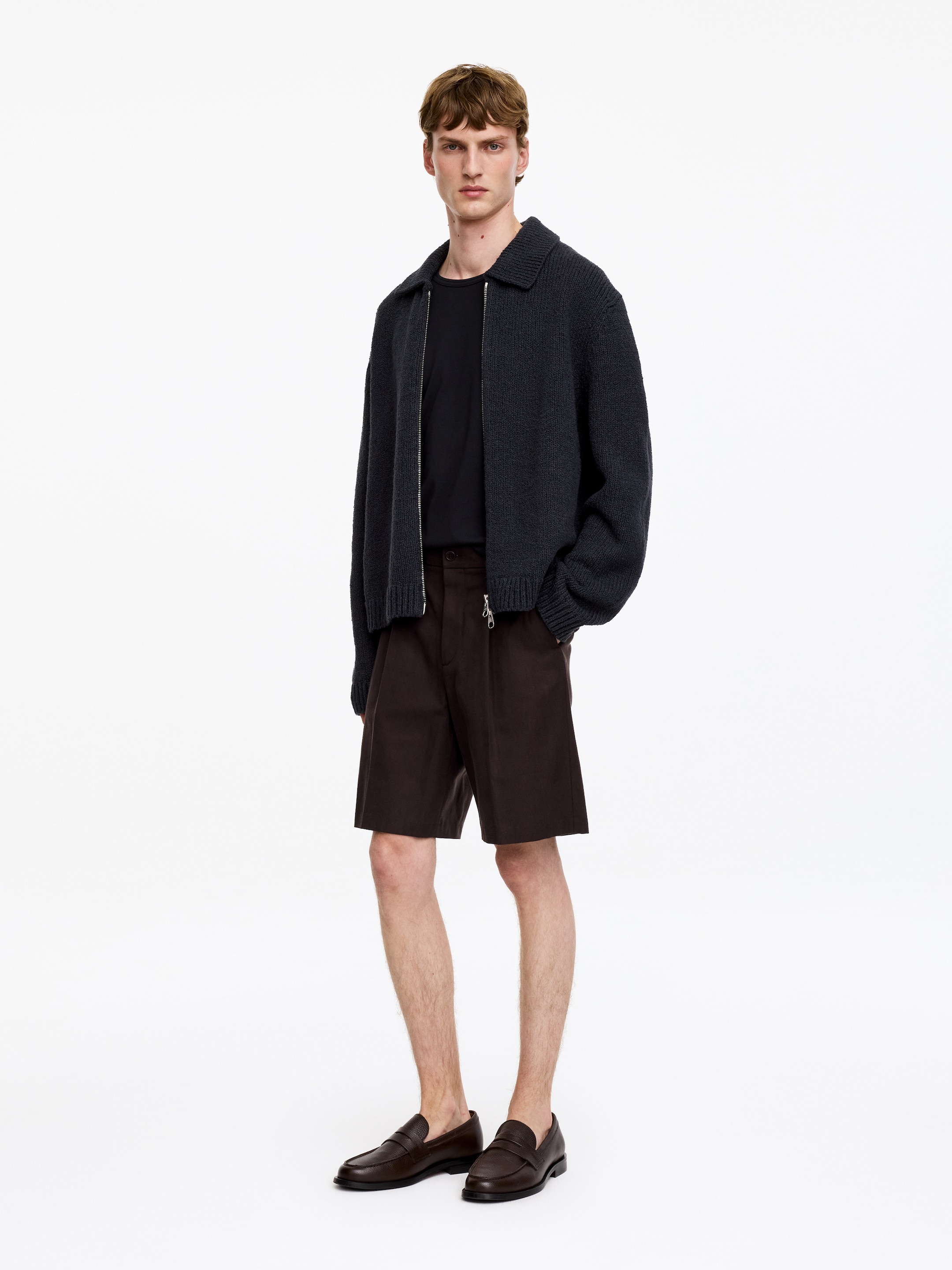 Cardigan zippé en coton mélangé - Bleu foncé - Loose fit - Homme - StillMedia/Lookbook - 7