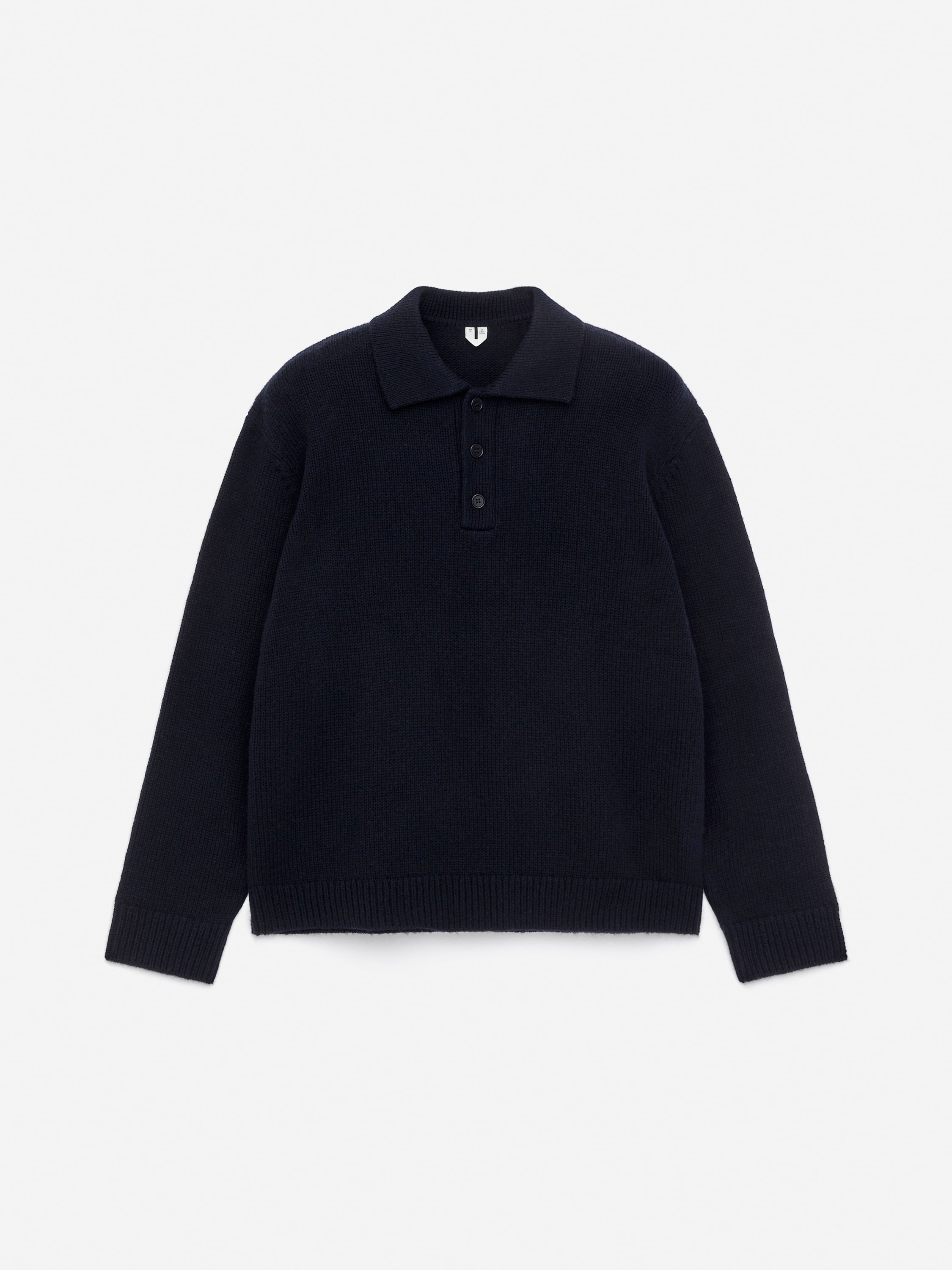 Pulover Polo din Lână - Dark Blue/Gri