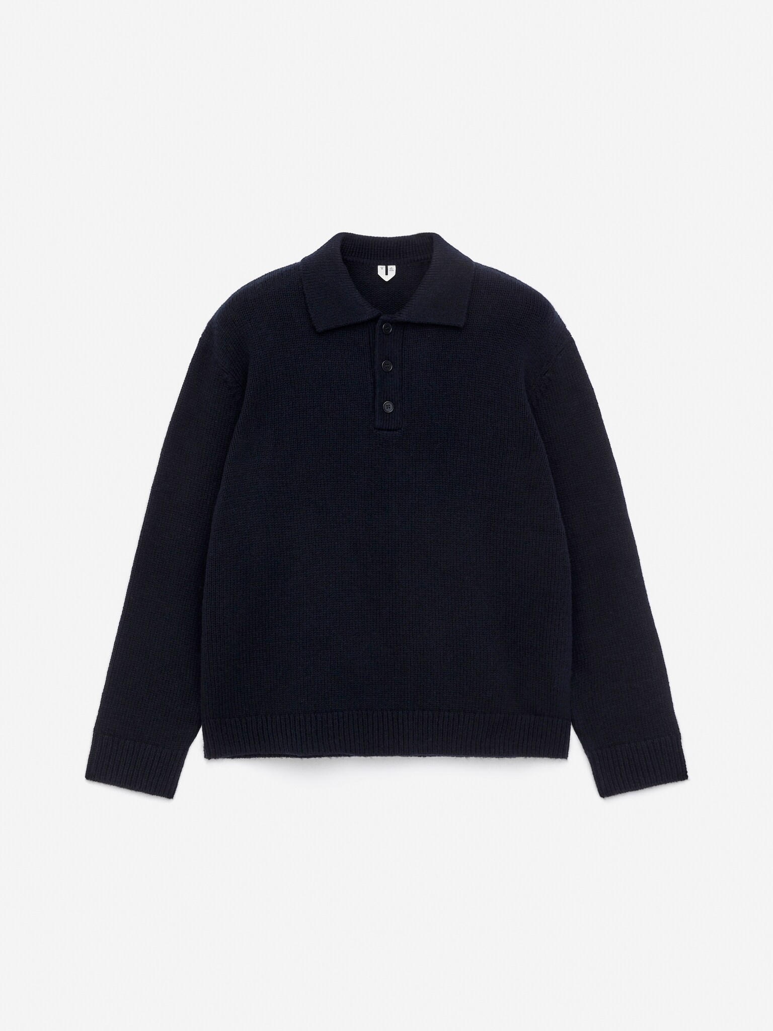 Pull polo en laine - Bleu foncé/gris - 2