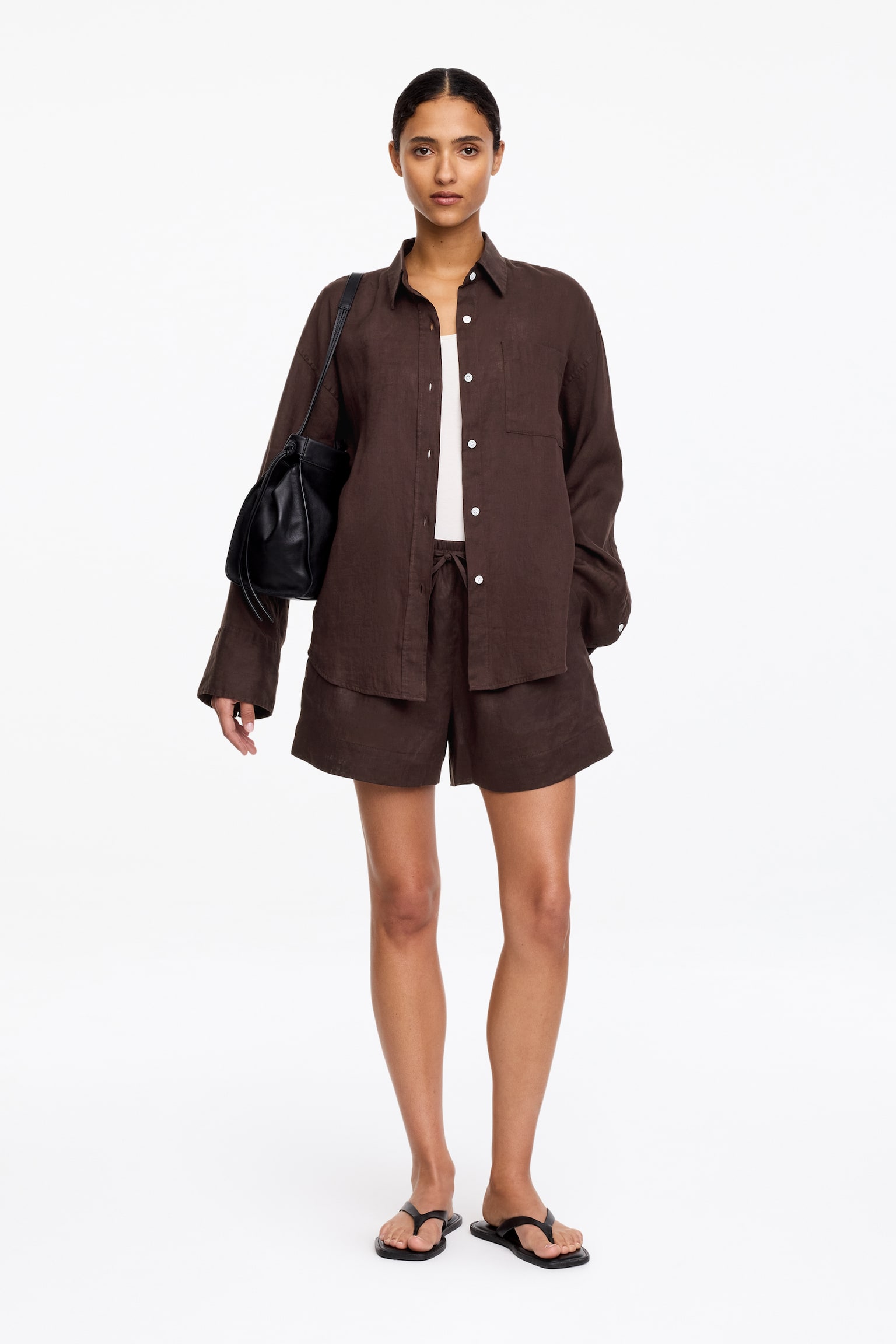 Lniana koszula - Brązowy - 5