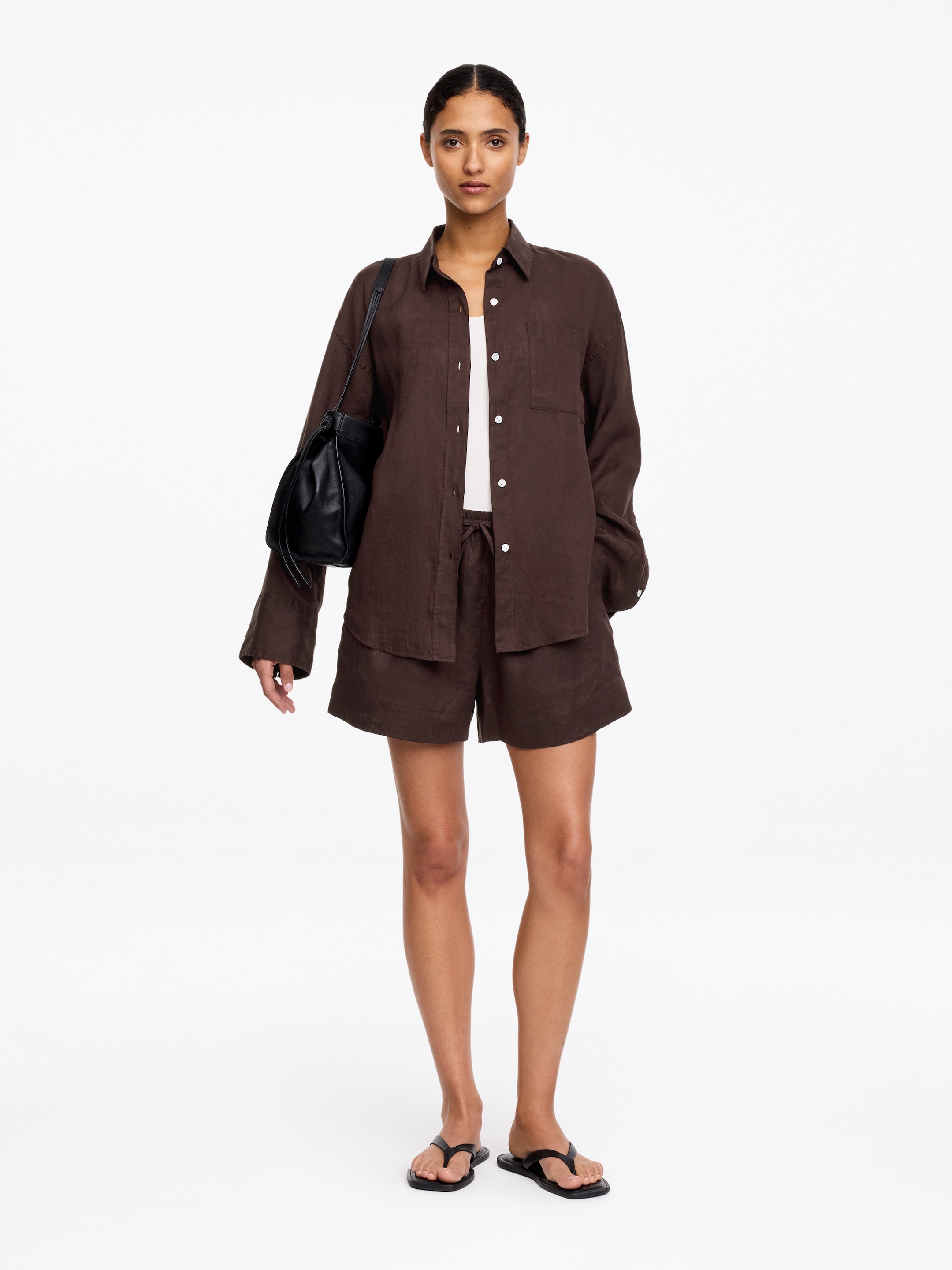 Chemise en lin - Marron - Regular fit - Femme - StillMedia/Lookbook - 3
