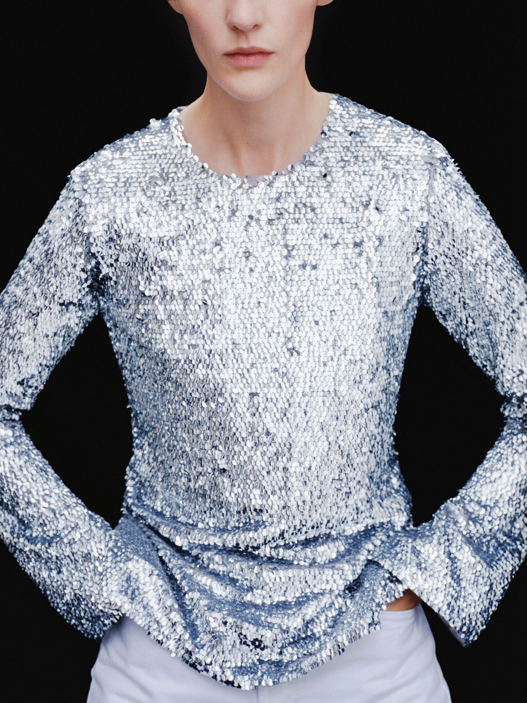 Paillettenoberteil - Silber - Slim Fit - Damen - StillMedia/Environmental - 1