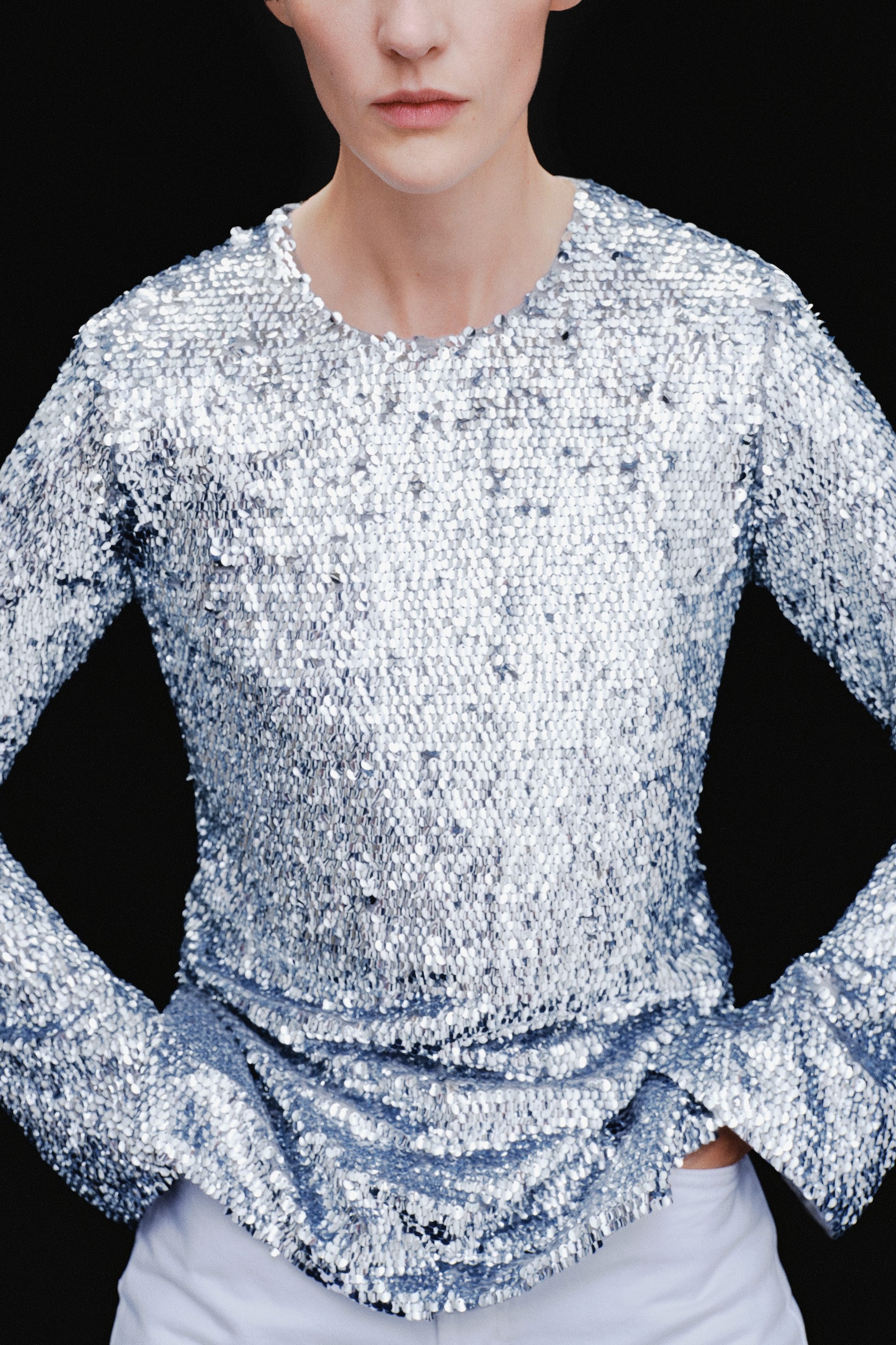 Agrandir l'image: Haut à sequins - Argent - FEMME | H&M FR 1