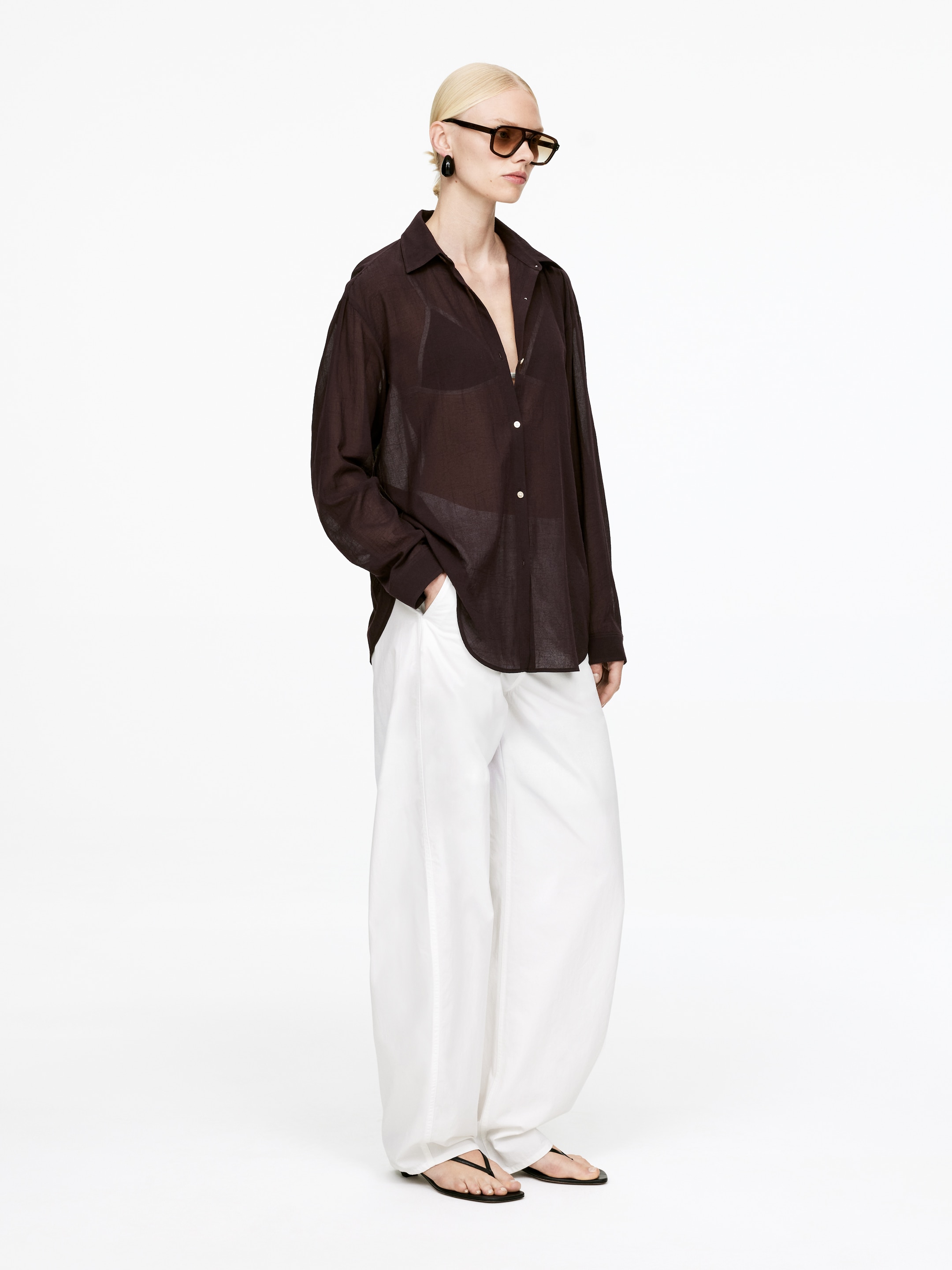 Agrandir l'image: Chemise en voile - Bordeaux - FEMME | H&M FR 3