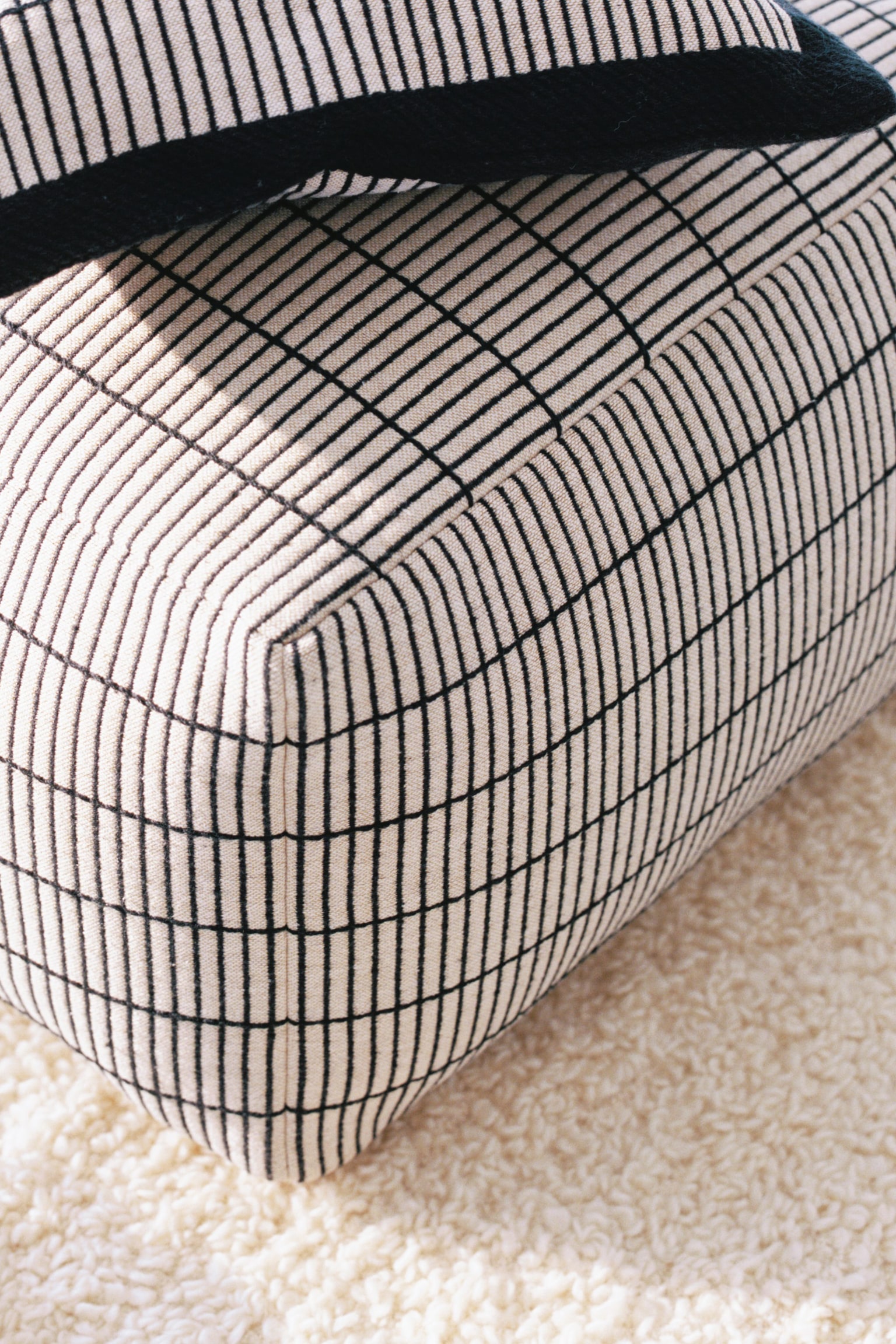 Housse de coussin en coton et laine 50 x 50 cm - Noir/Beige/Beige - 2