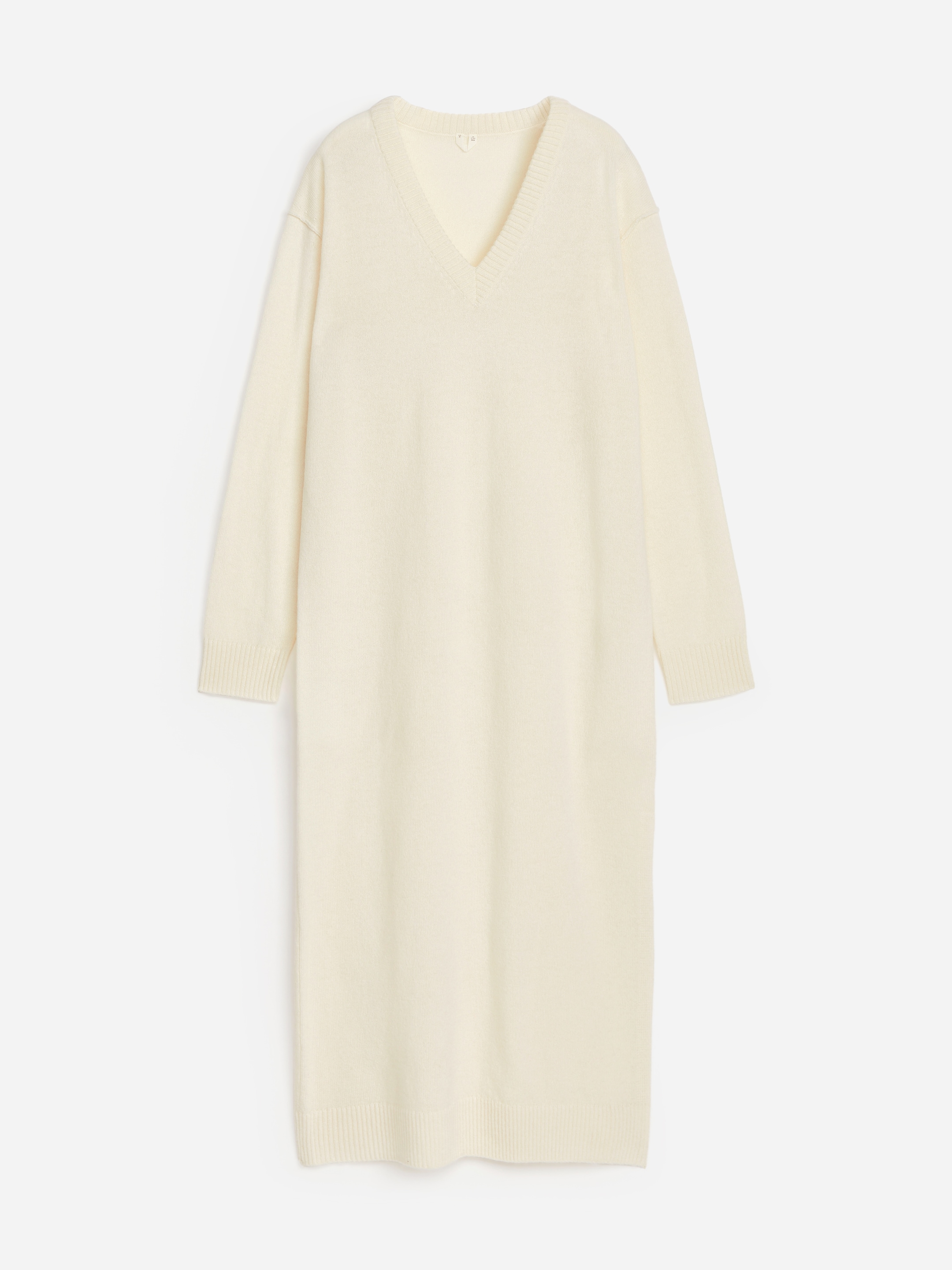 Abito in lana con scollo a V - Bianco sporco - Loose fit - Women - StillMedia/DescriptiveStillLife - 1