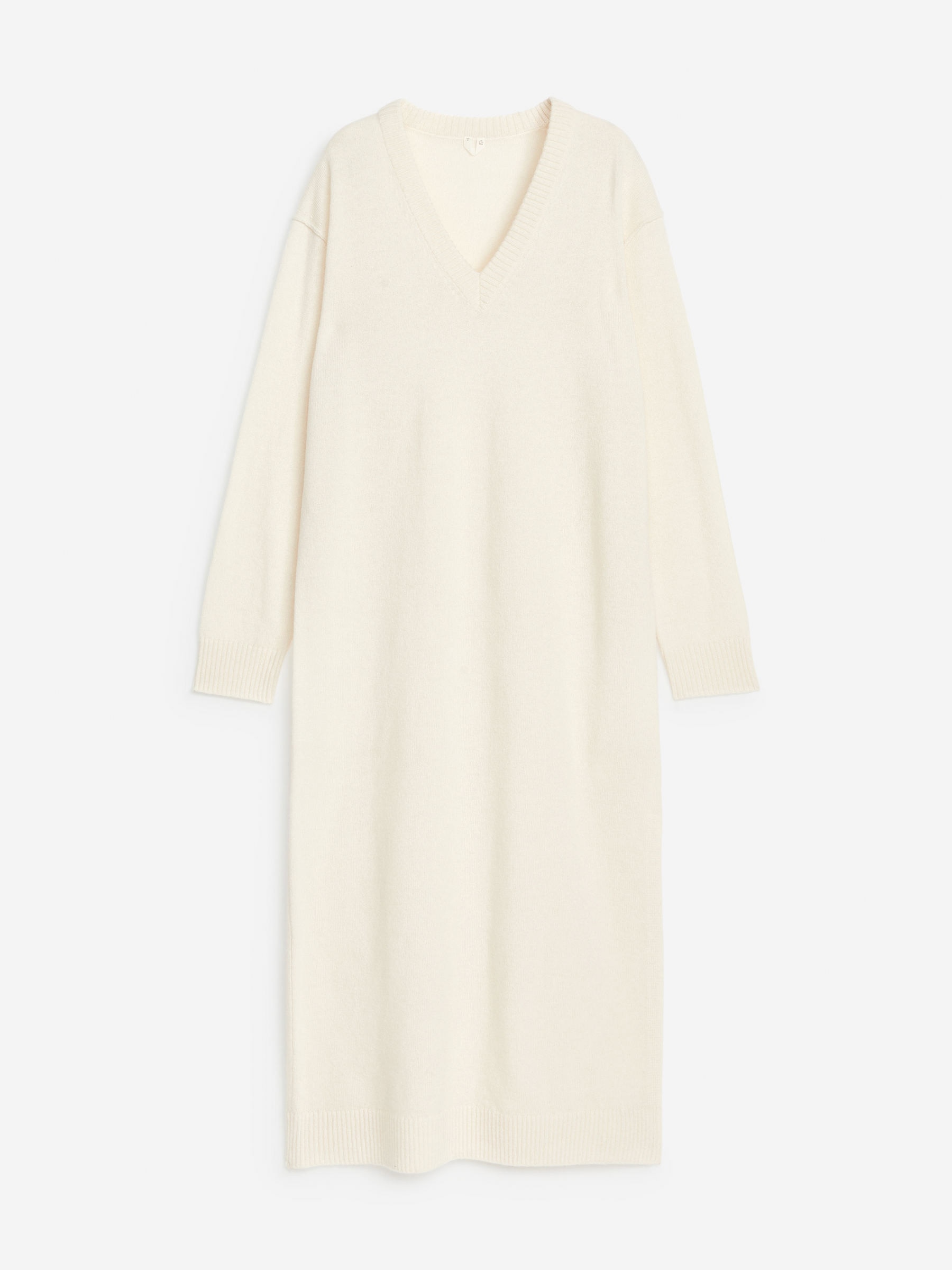 V-Neck Wool Dress-#F2E8D6-13408