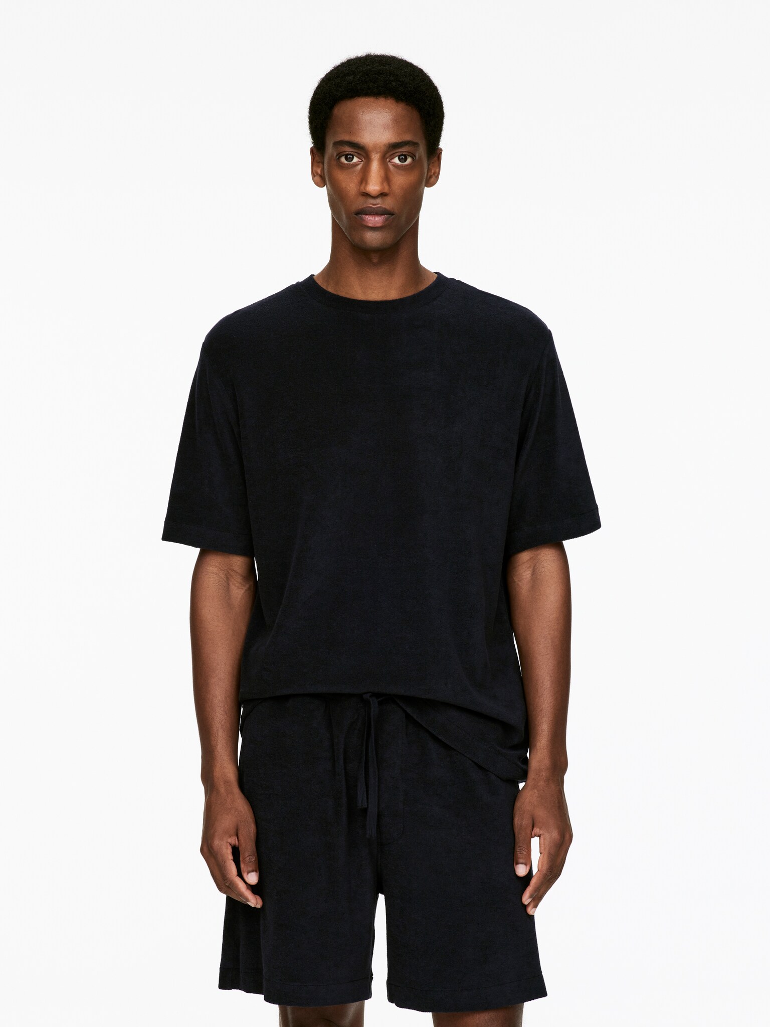 T-shirt van katoenen badstof - Zwart