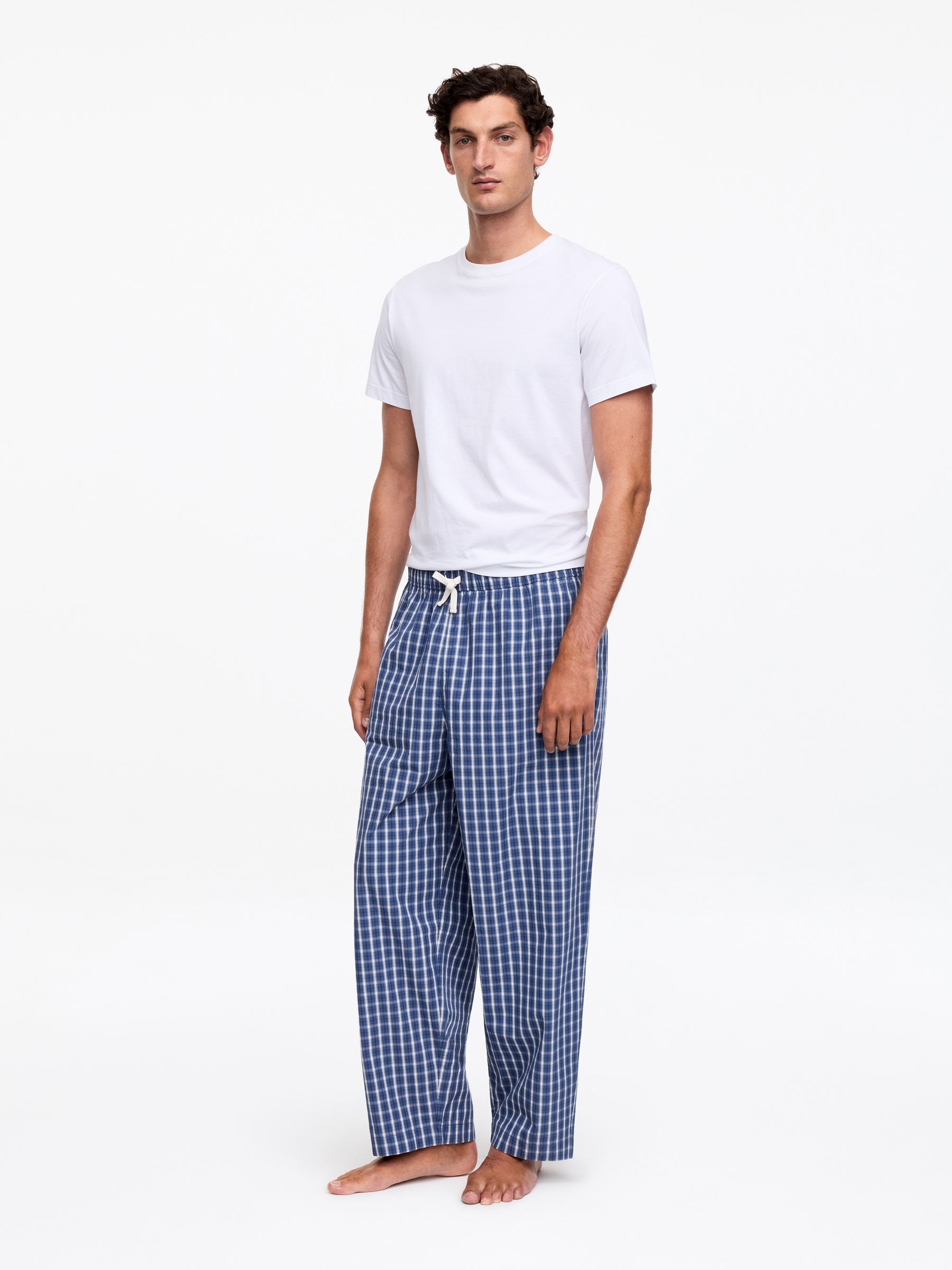 Wide Pyjama Trousers - Blue/Checkered - Loose fit - Men - StillMedia/Lookbook - 4