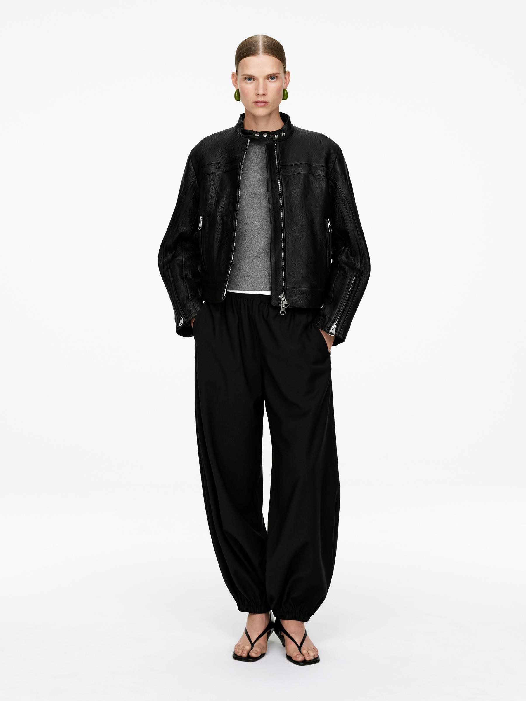 Veste de course en cuir - Noir - Regular fit - Femme - StillMedia/Lookbook - 17