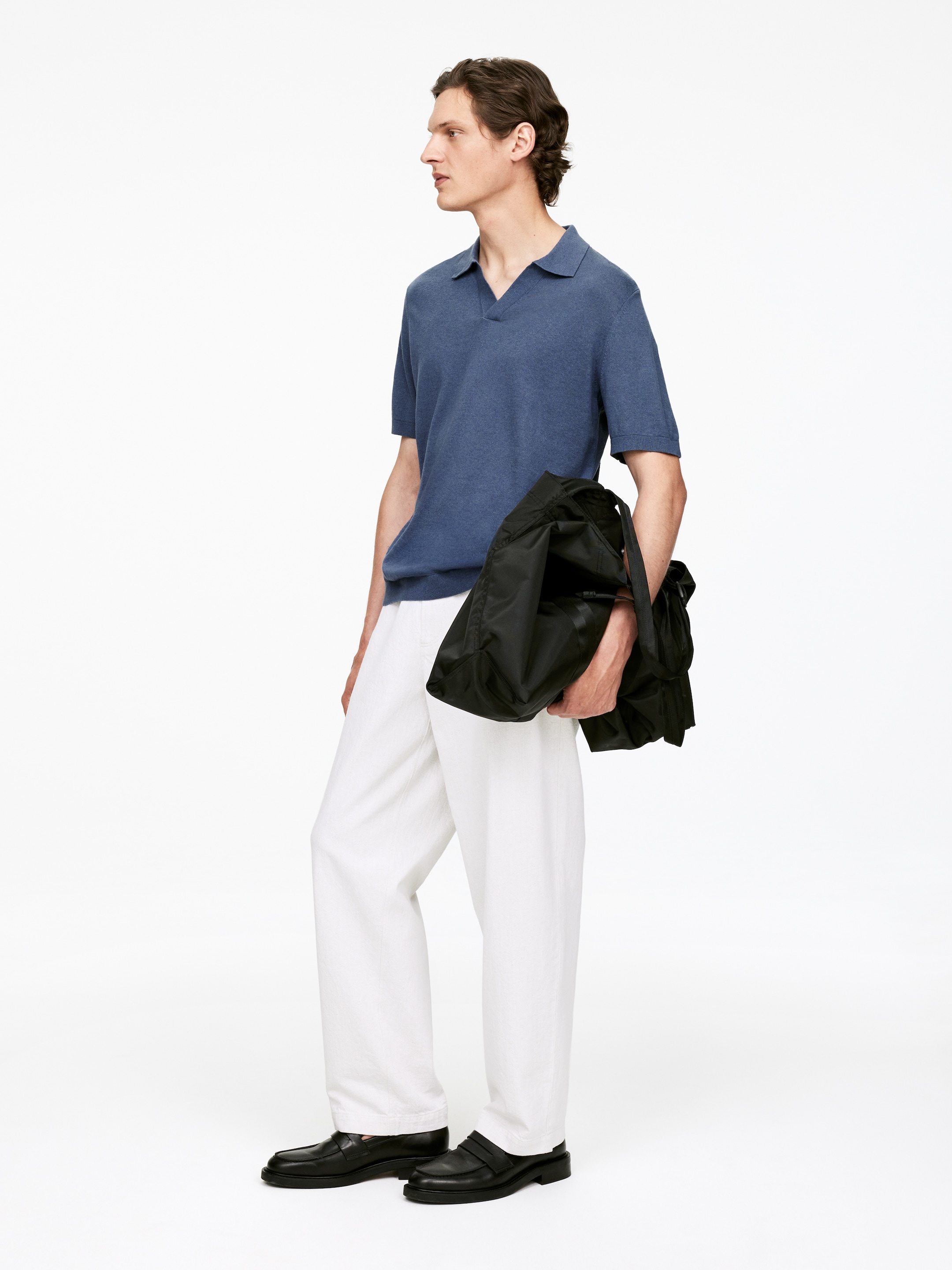 Zobacz większy obraz: Cotton Linen Polo Shirt - Ciemnoniebieski - ON | H&M PL 3