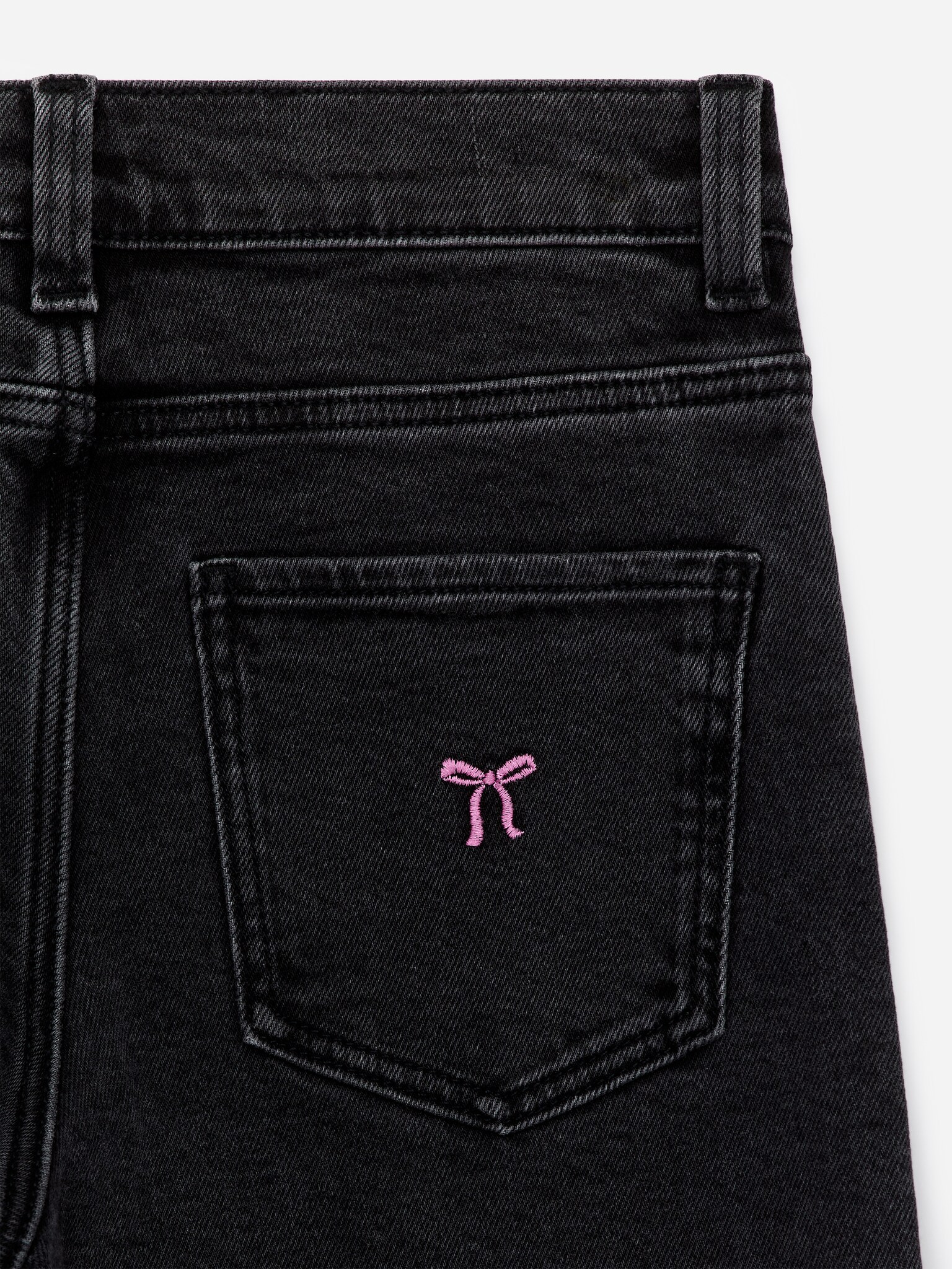 Embroidered Denim Trousers - Black - 3