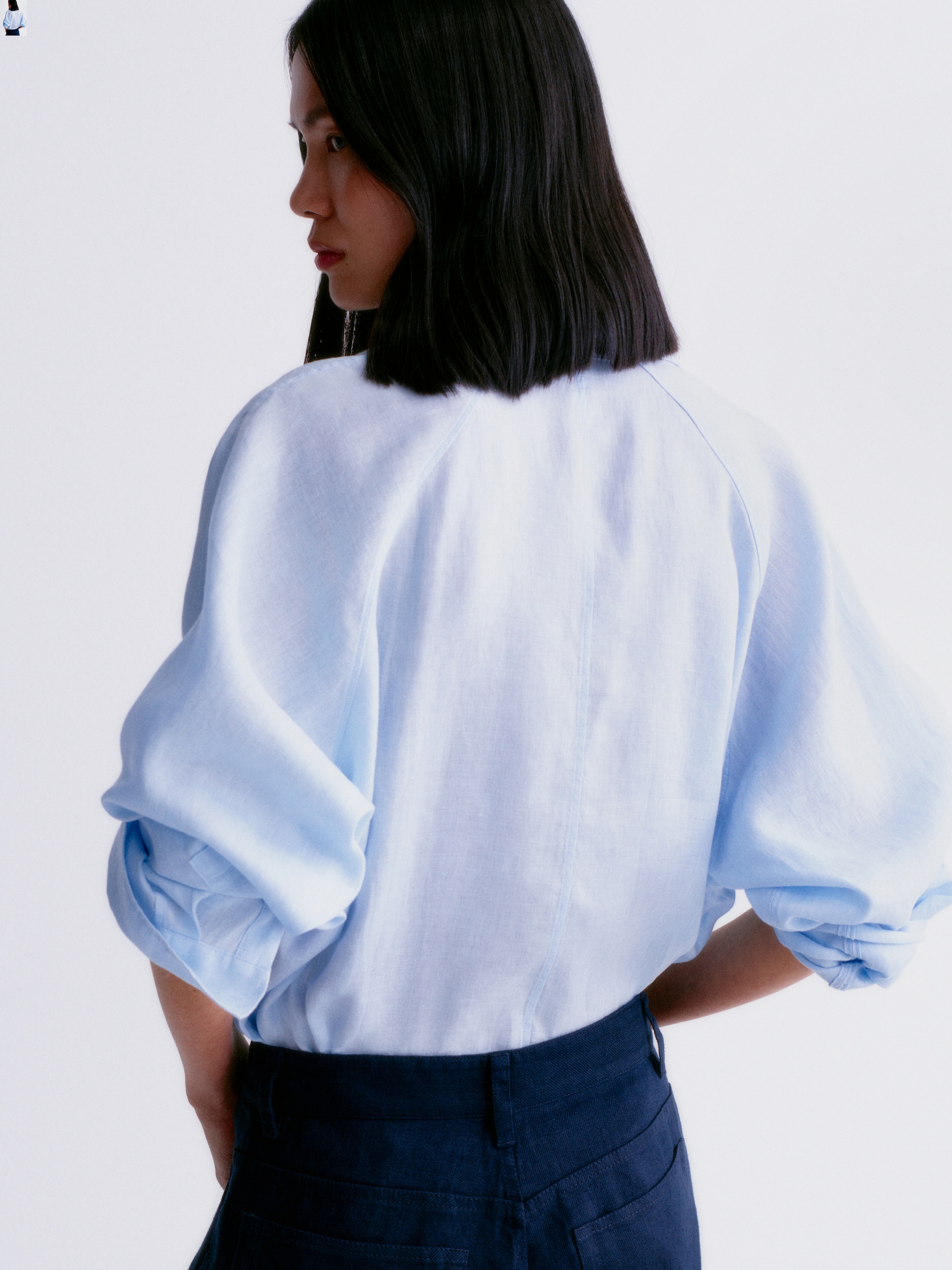 Chemise décontractée en lin - Bleu ciel - Loose fit - Femme - StillMedia/Environmental - 1