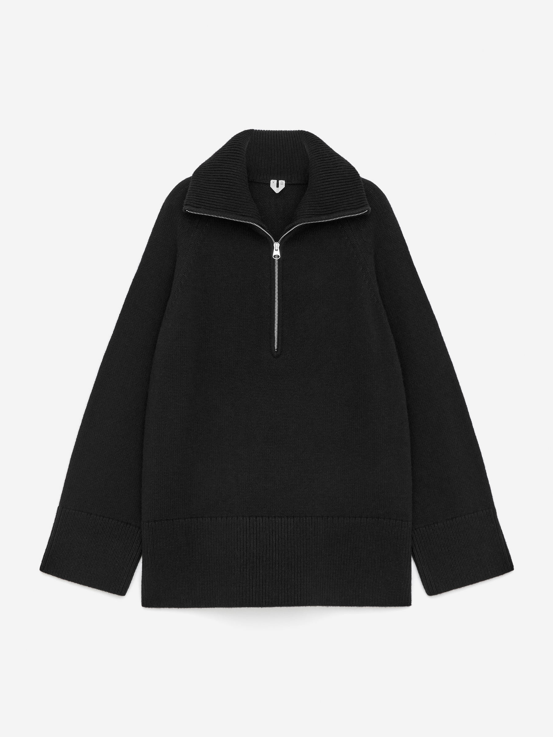 Leather-Patch Wool-Cotton Jumper-Black-16683