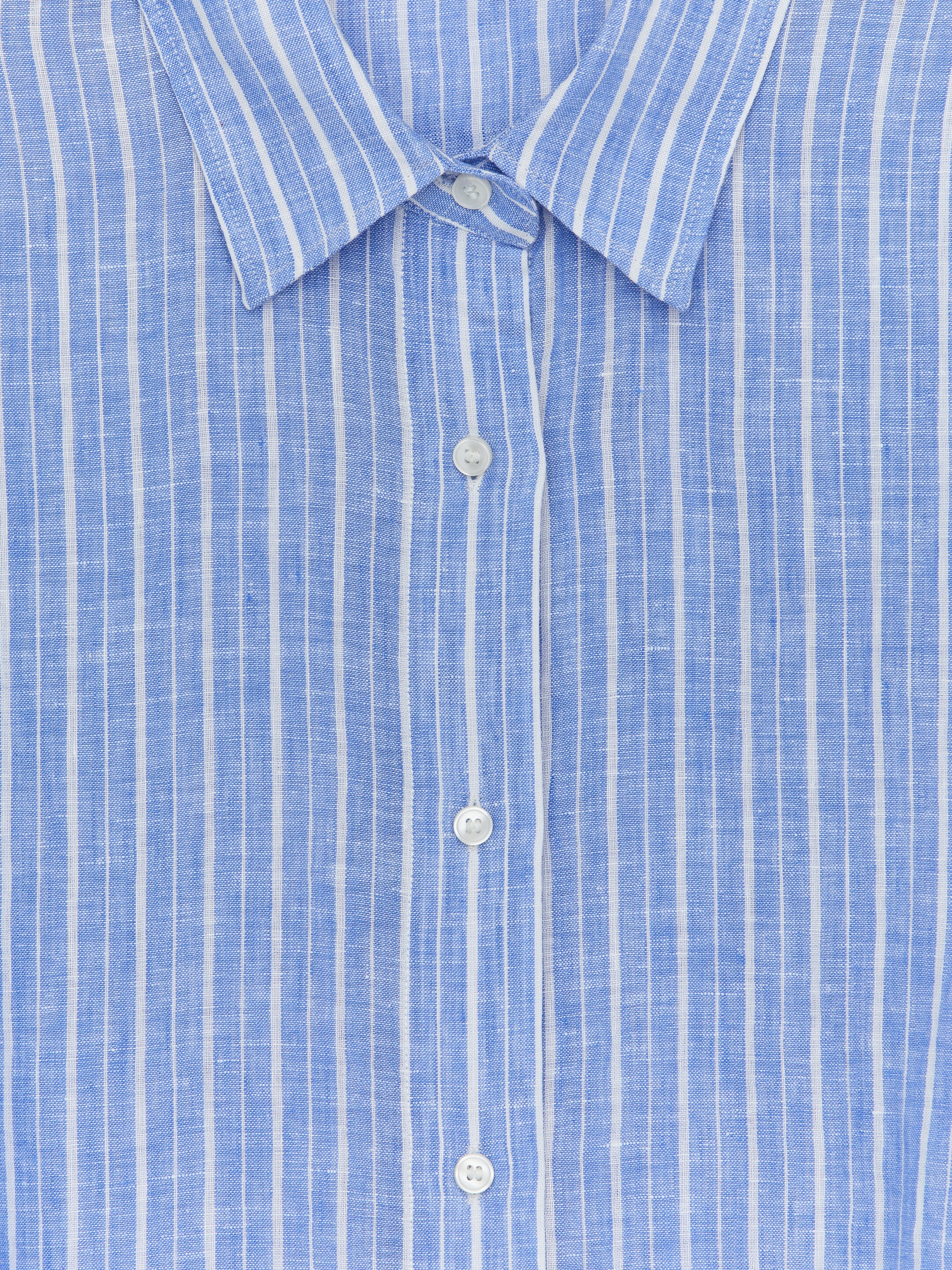 Camisa de lino holgada - Blanco/Azul - Corte holgado - Women - StillMedia/DescriptiveDetail - 2