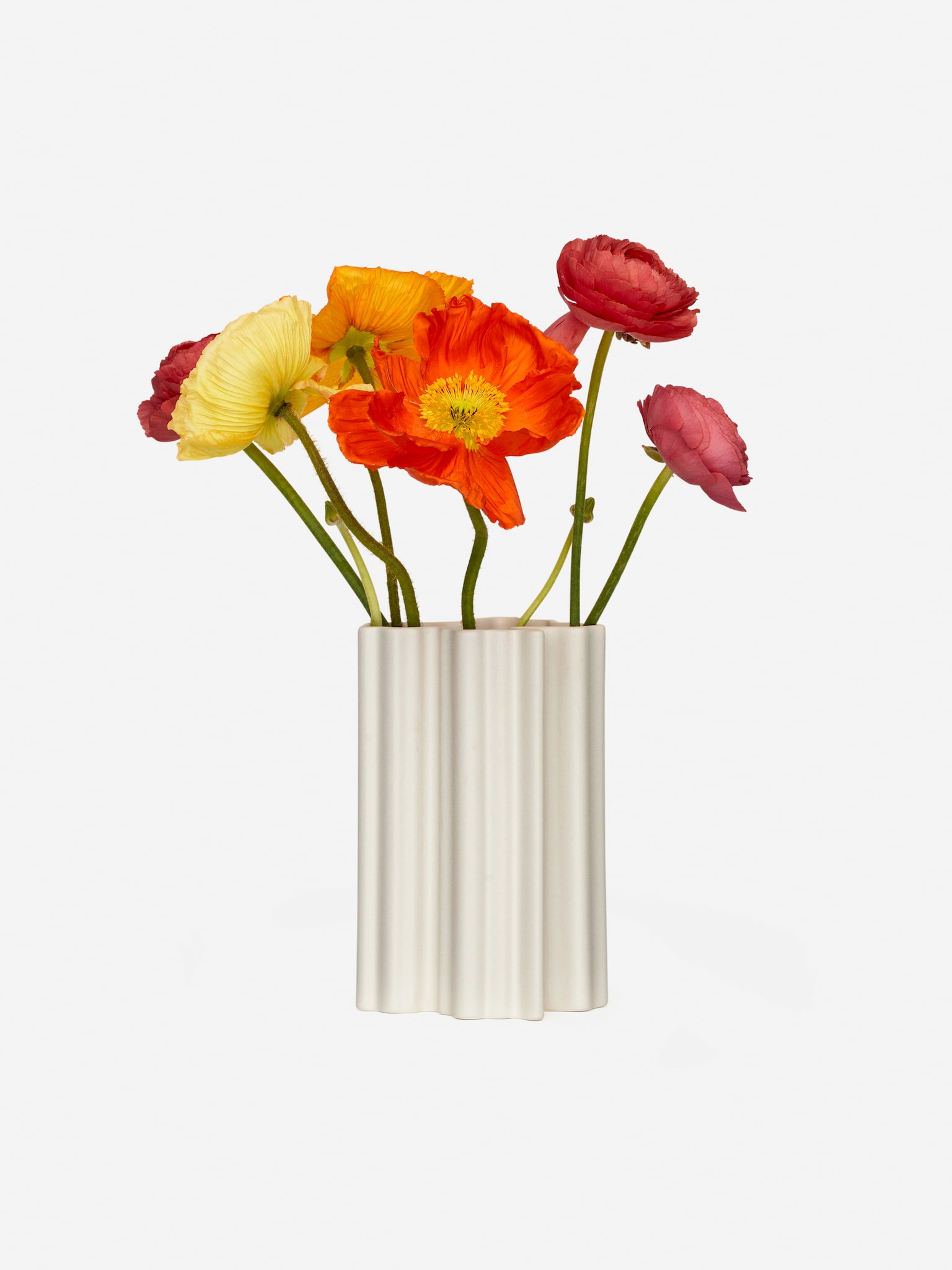 Blumenvase aus Keramik, 21 cm - Cremeweiß