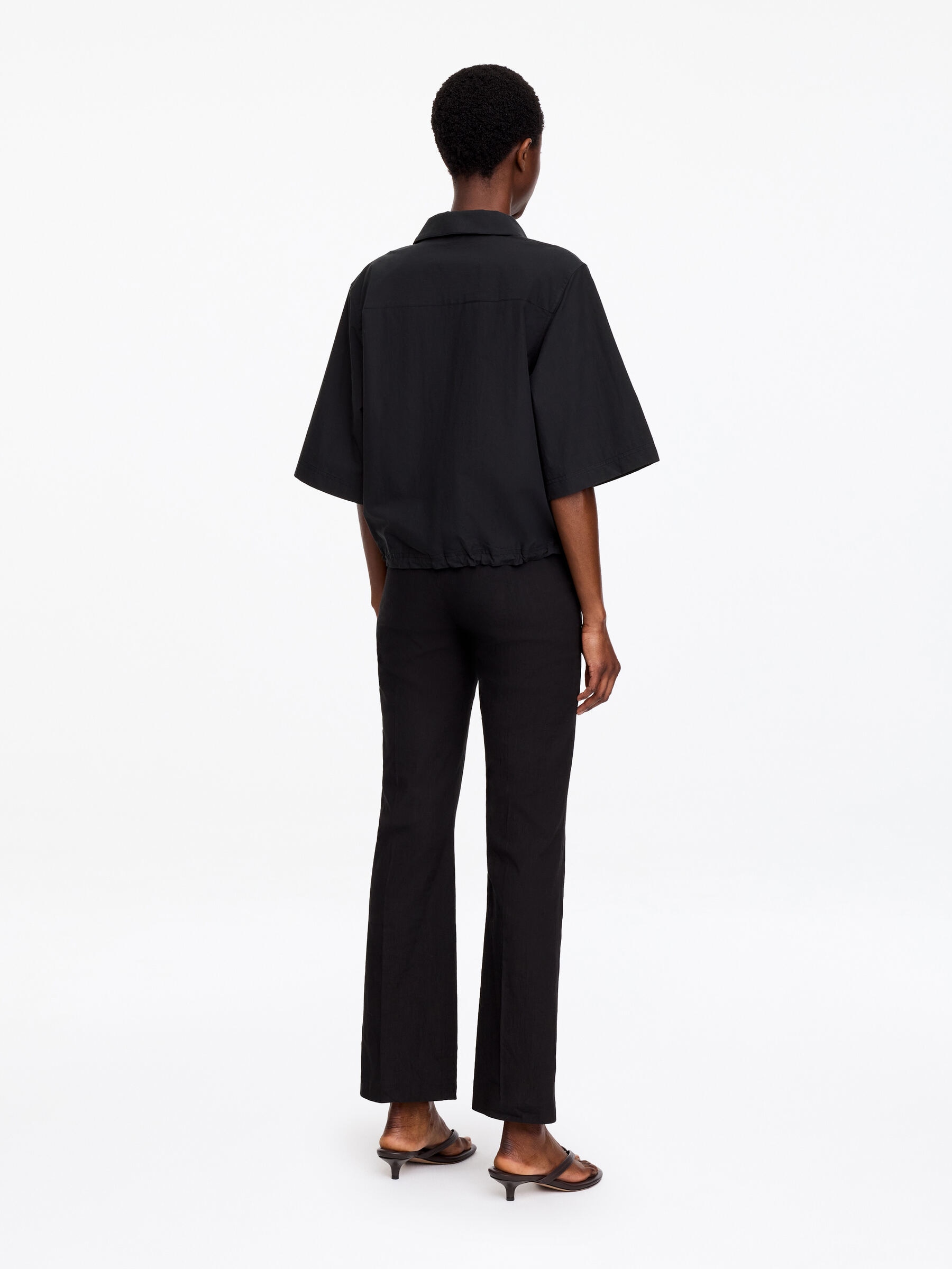 Cotton Short-Sleeve Shirt - Black - Regular fit - Women - StillMedia/Lookbook - 3