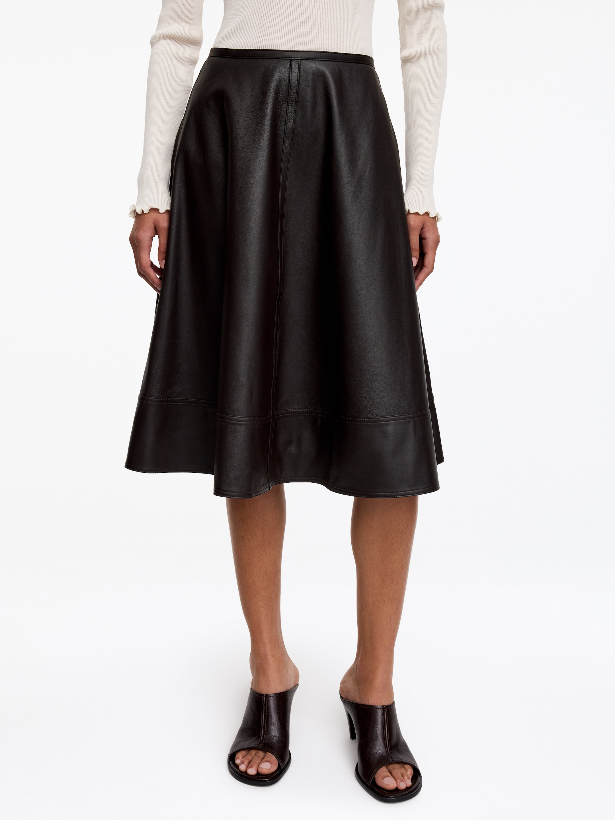 A-Line Leather Skirt - Dark Brown - Regular fit - women - StillMedia/Lookbook - 2