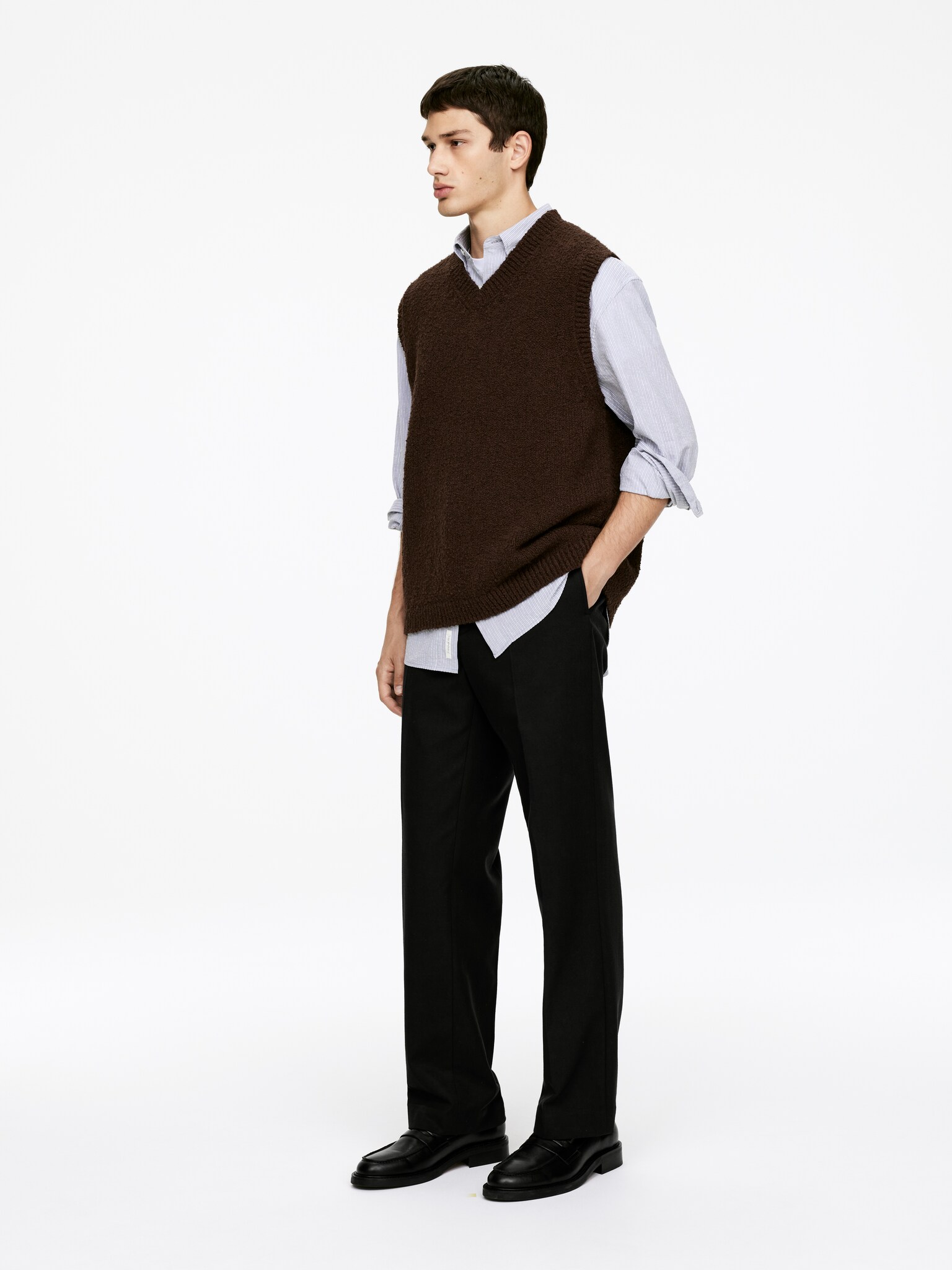 Pantalon habillé en coton - Noir délavé/Beige - 6