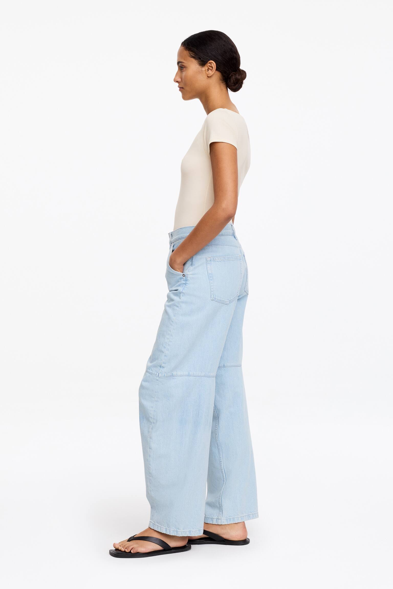 Tričko s lodičkovým výstřihem - Slonová Kost/Černá/Tmavě hnědá - 6