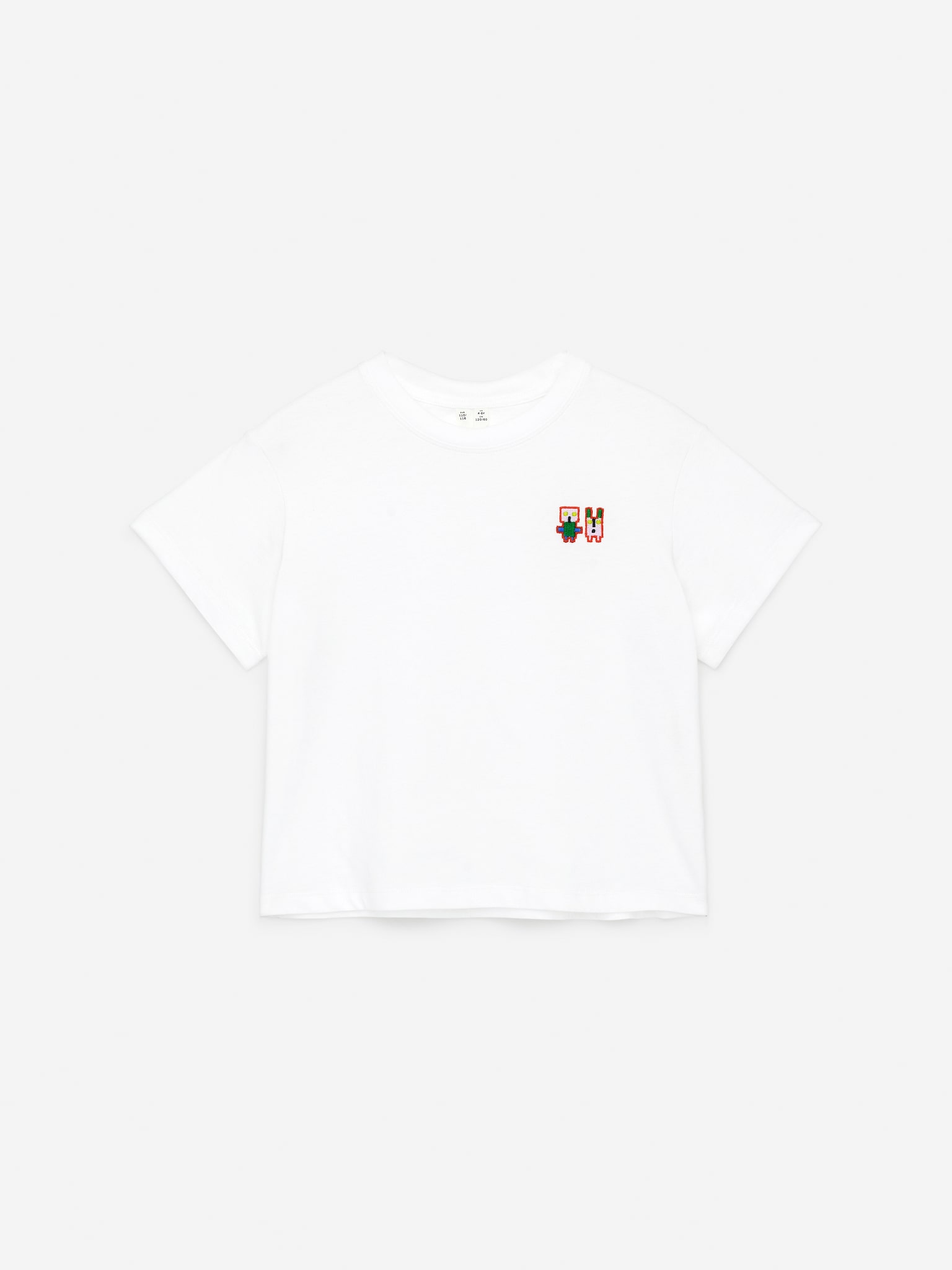 T-shirt dalla vestibilità ampia - Bianco/Giallo/Ricamo floreale