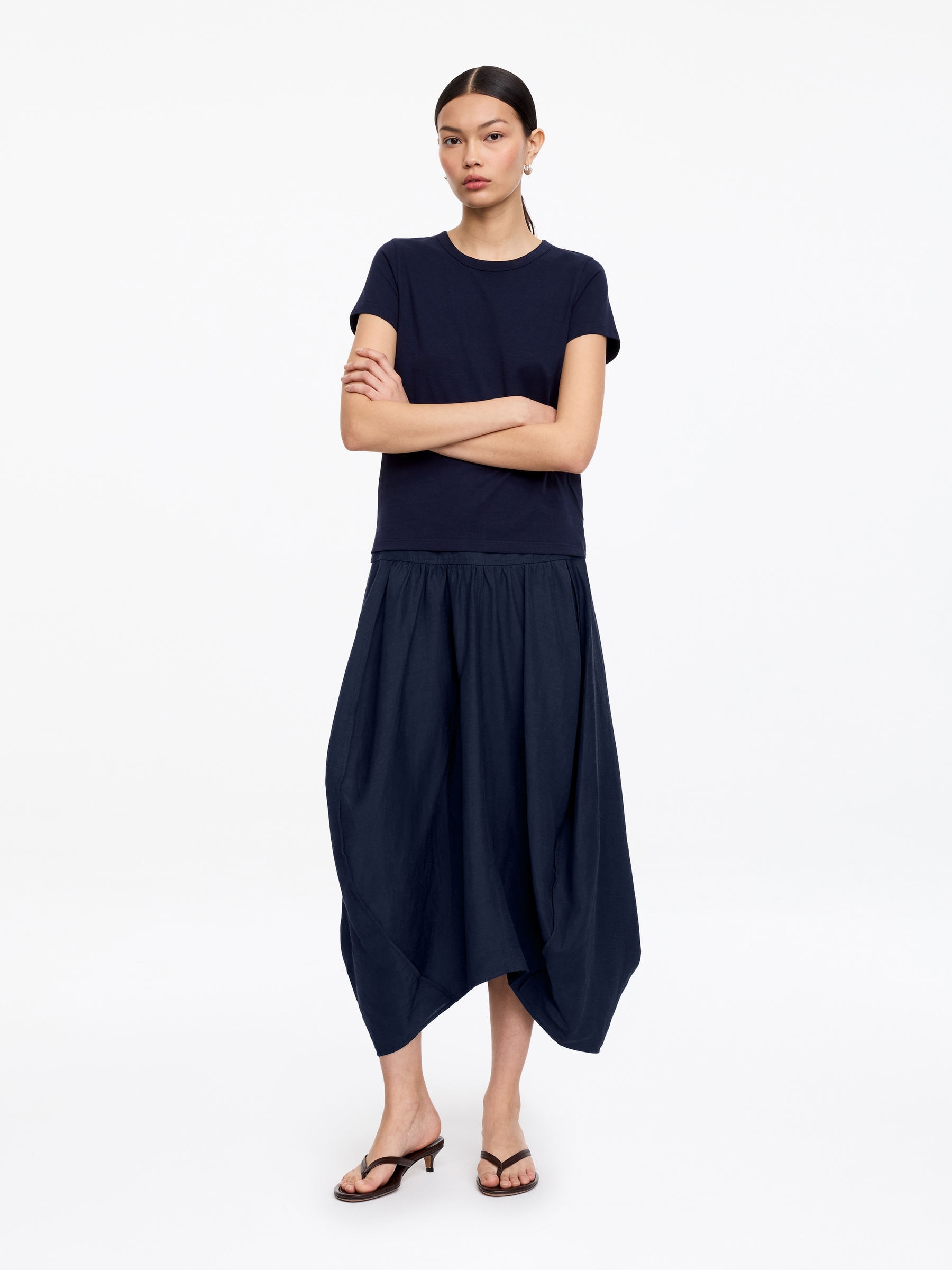 Balloon Midi Skirt - Dark Blue - Regular fit - Women - StillMedia/Lookbook - 4