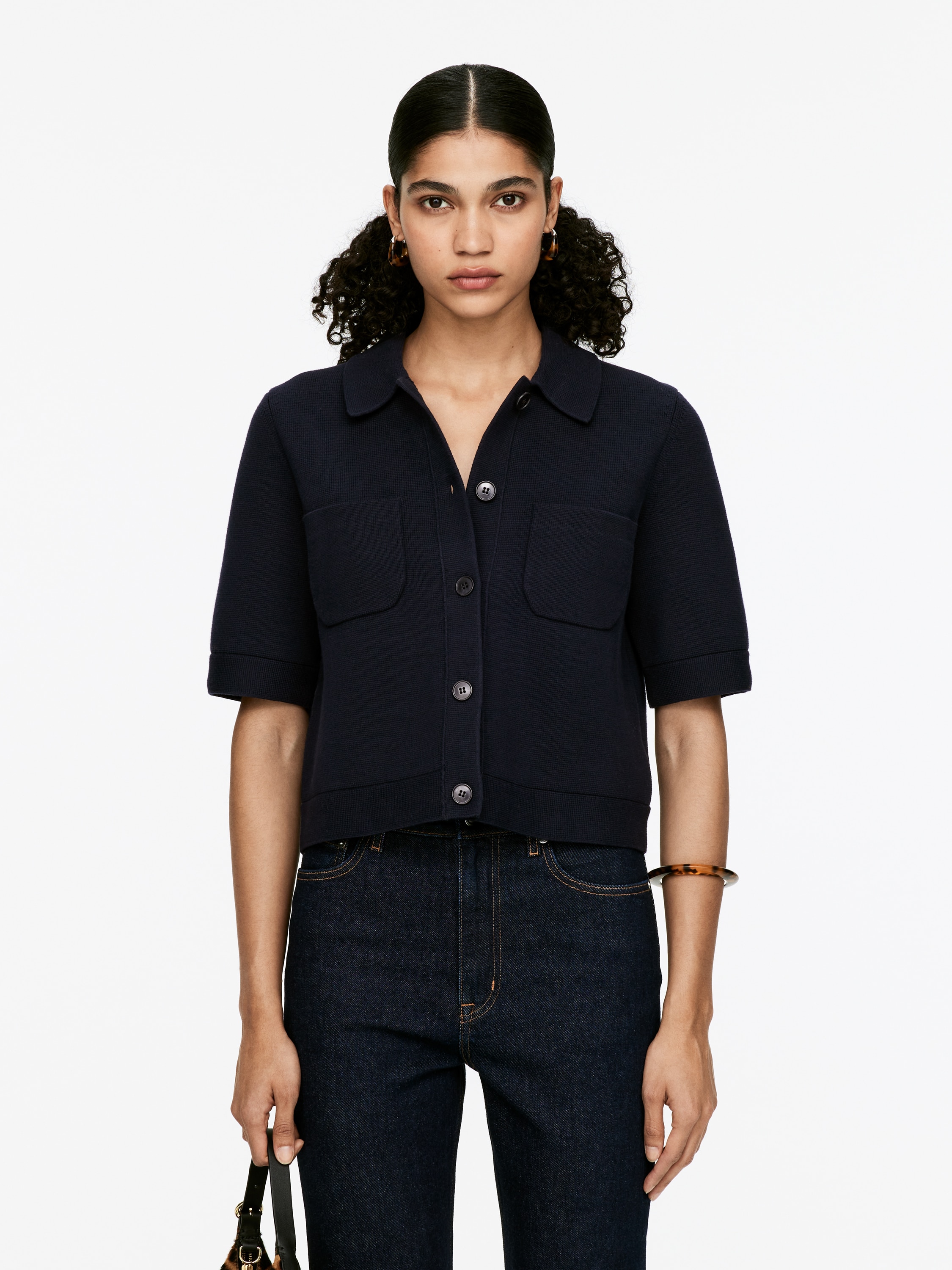 Cardigan à manches courtes - Bleu foncé