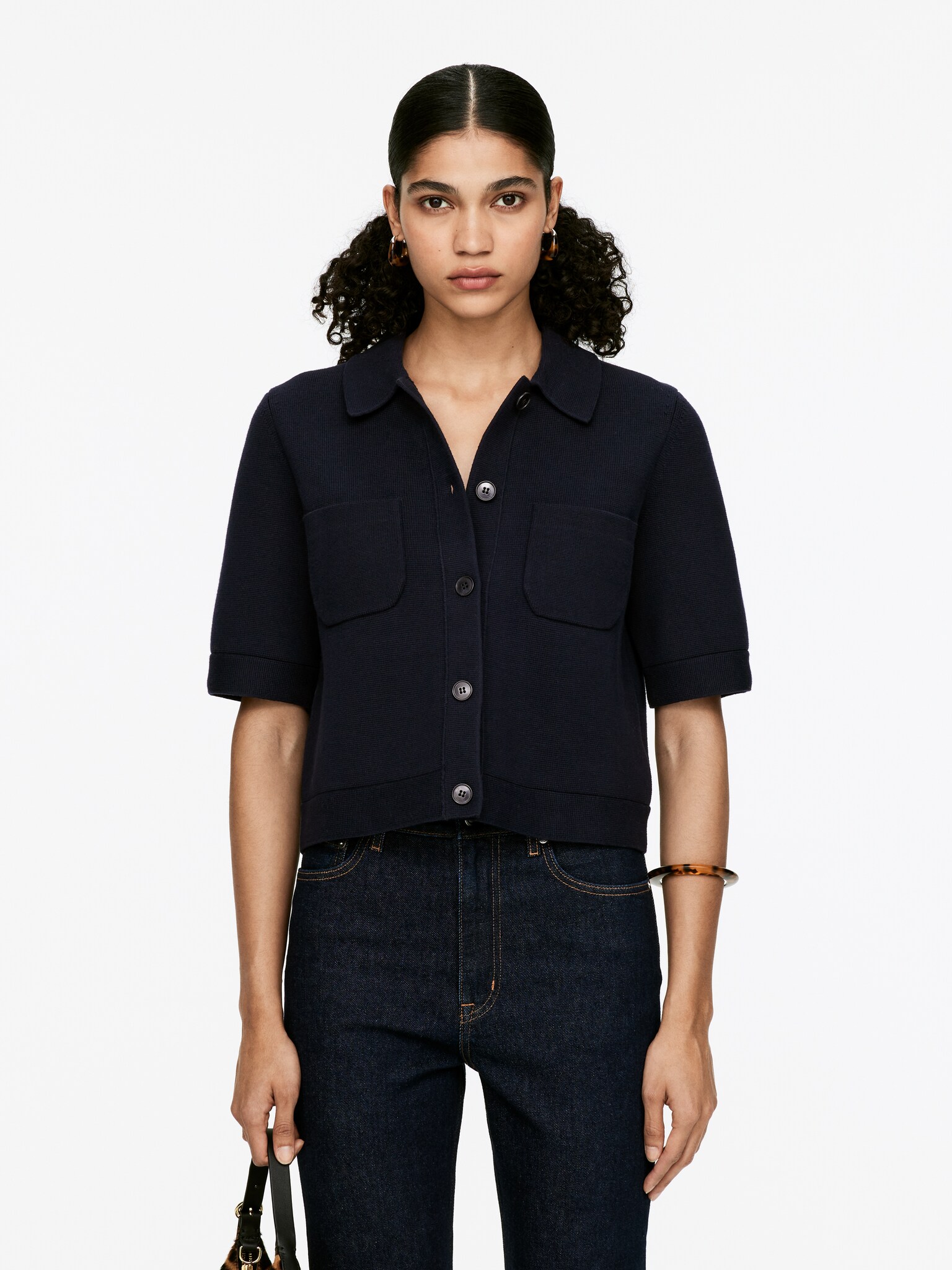Short-Sleeve Cardigan - Dark Blue