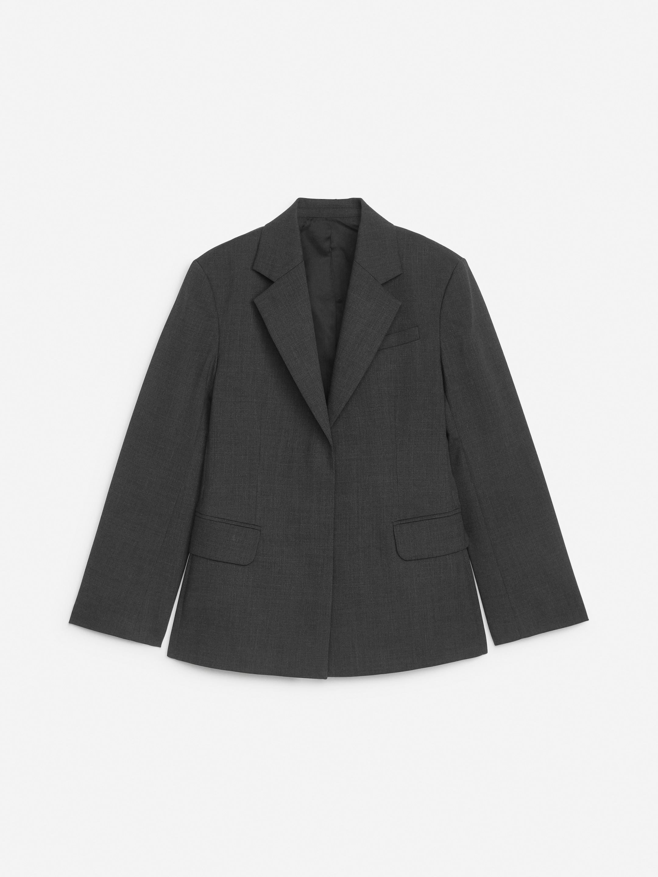 Slim Single-Breasted Blazer-Grey-12426