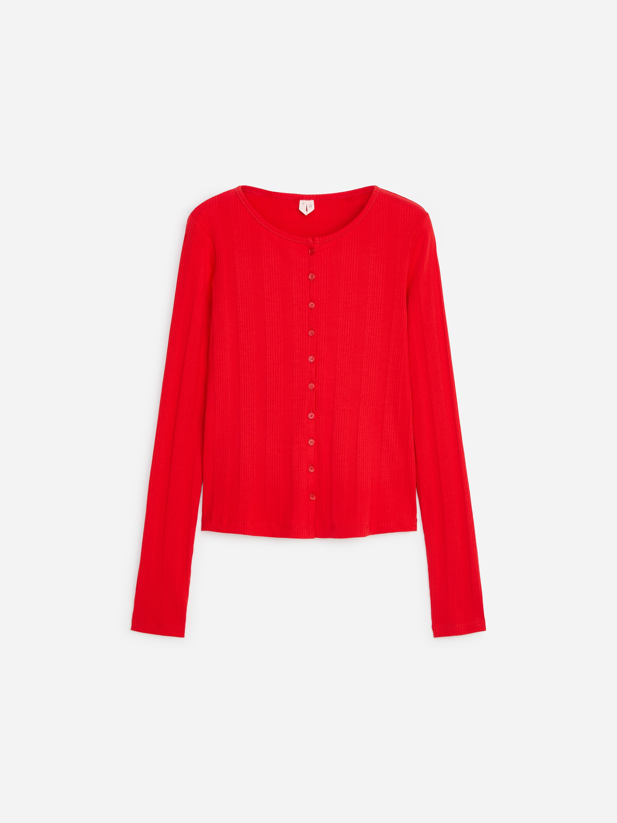 Prążkowany top z guzikami z przodu-Red-20693